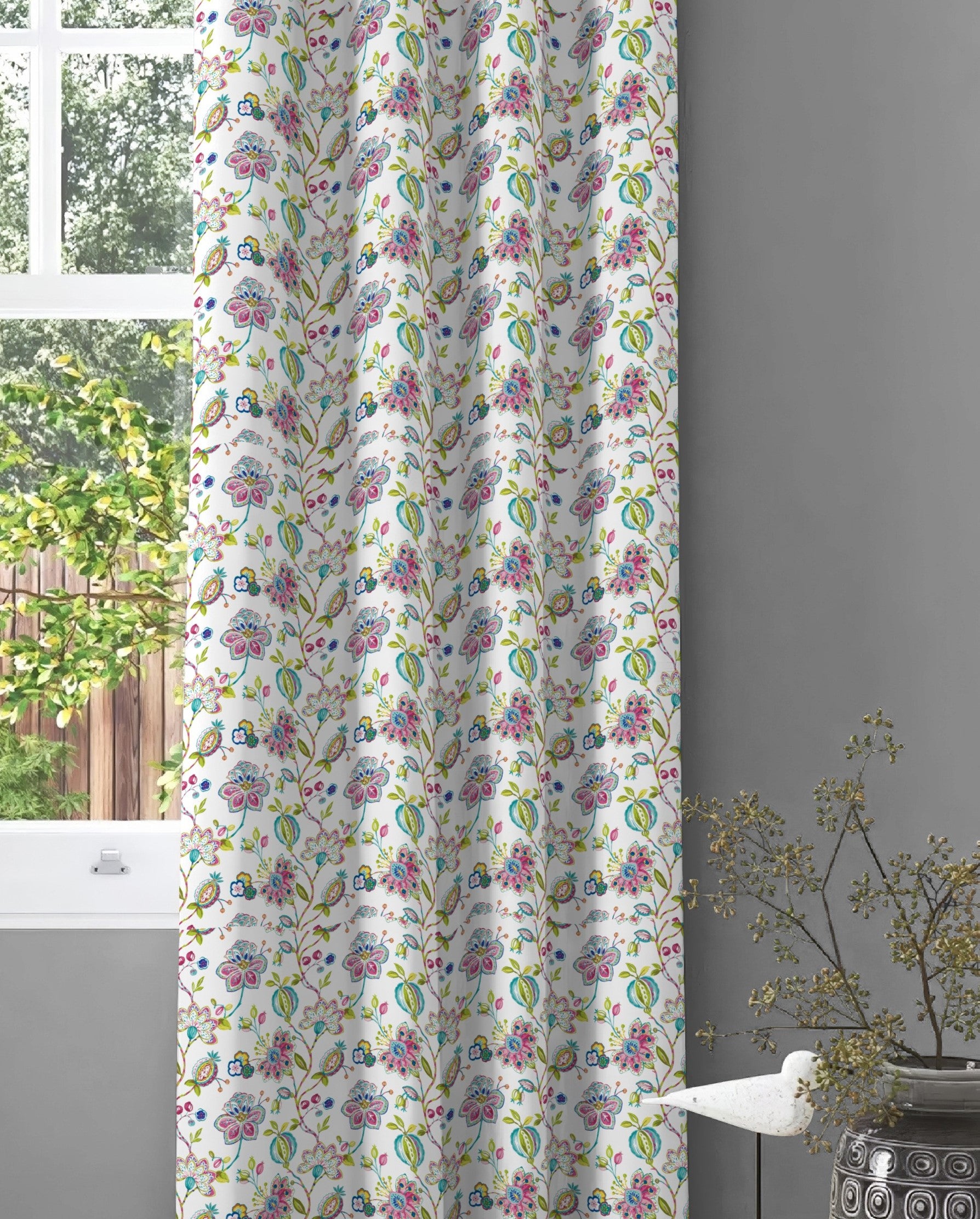 TESSERE MATTY PINK PRINTED ROOM DARKENER/100% BLACKOUT CURTAIN