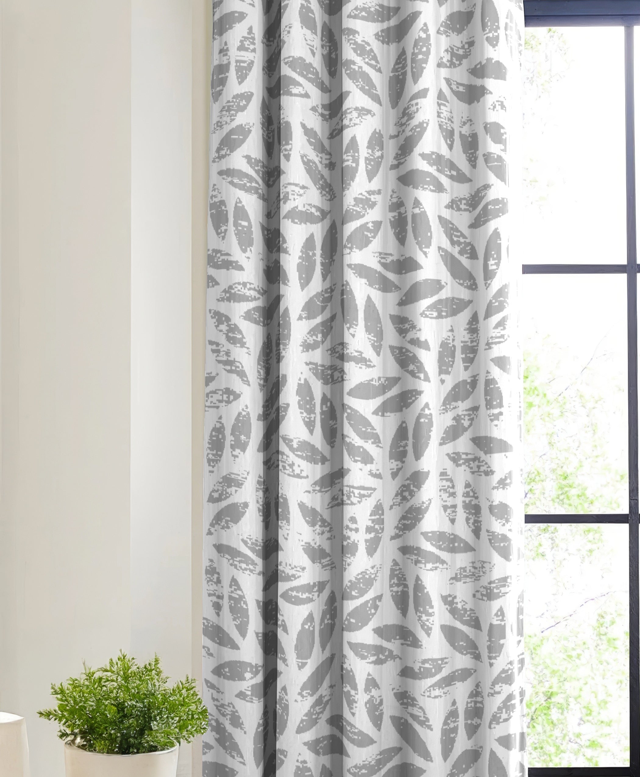 LAMPASSO GREY PRINTED BLACKOUT CURTAIN