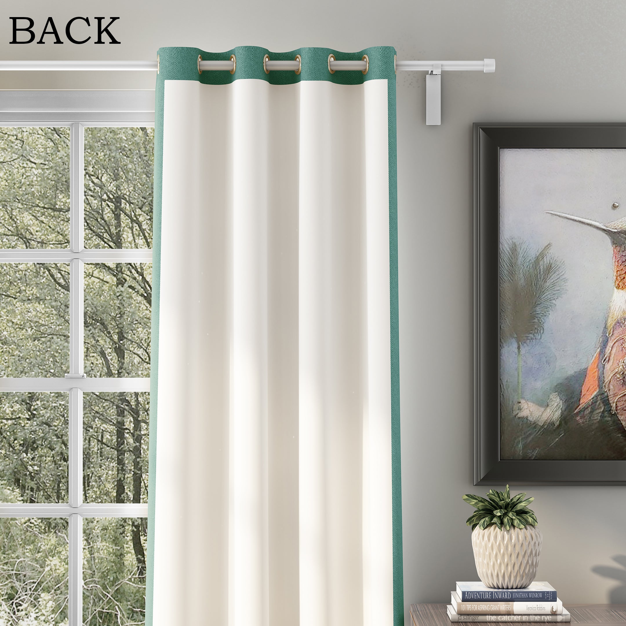 HERRINGBONE TEAL BLACKOUT CURTAIN