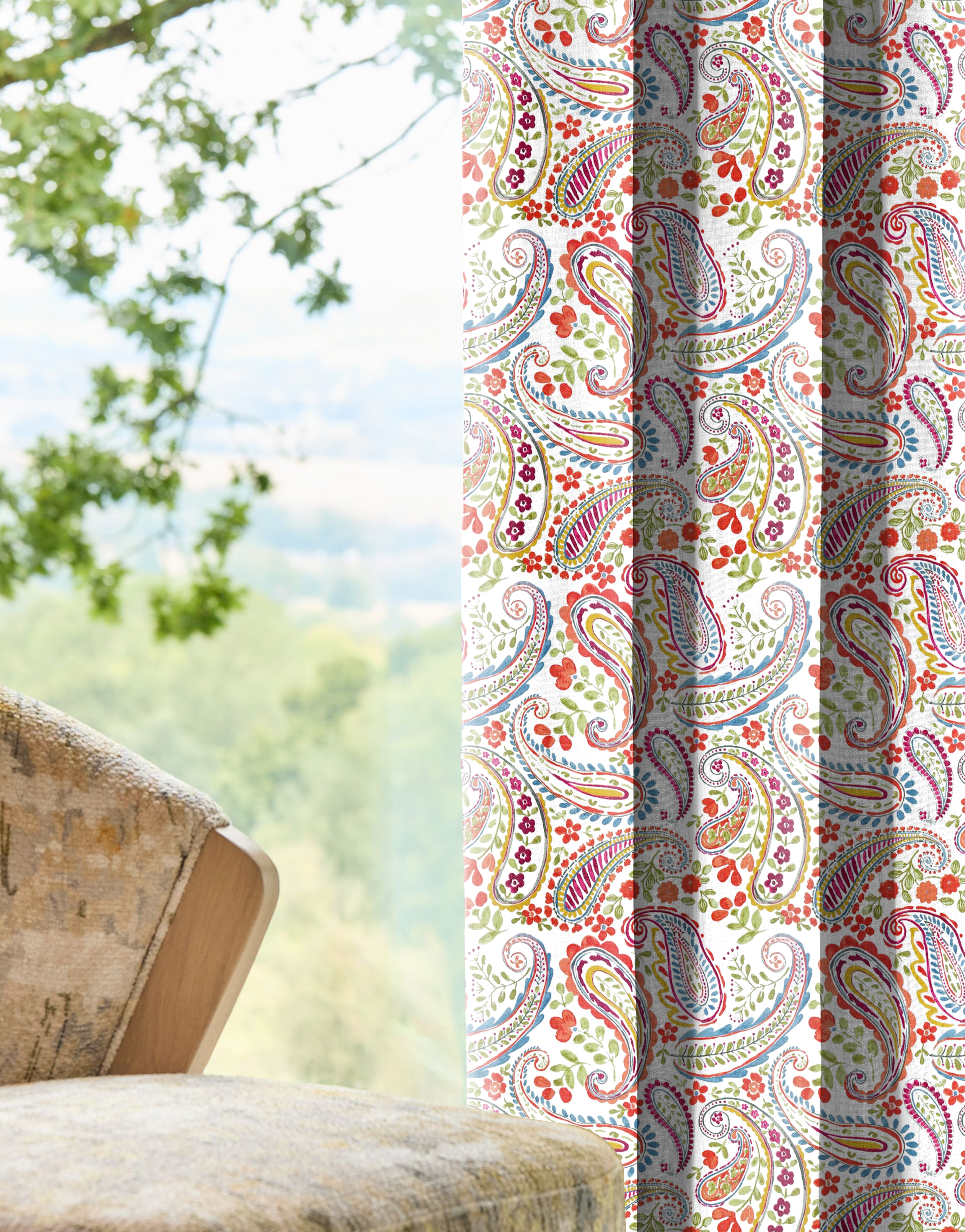 PANAMA ANTHEM RED ROOM DARKENING PRINTED CURTAIN