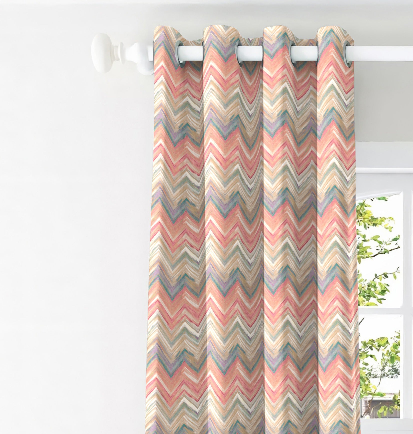 BRINN MATTY PINK PRINTED ROOM DARKENER CURTAIN