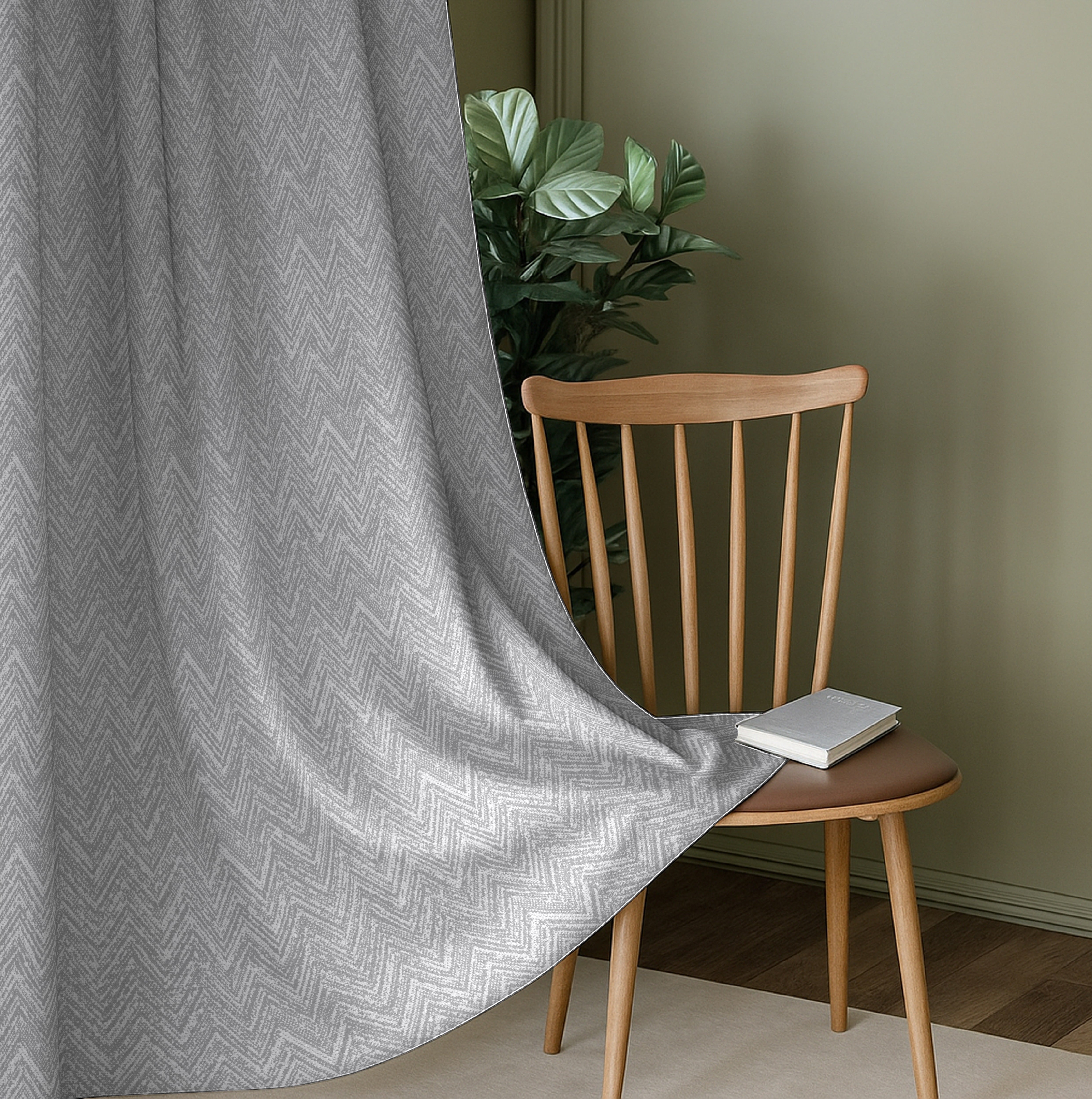 SONORA GREY PRINTED BLACKOUT CURTAIN