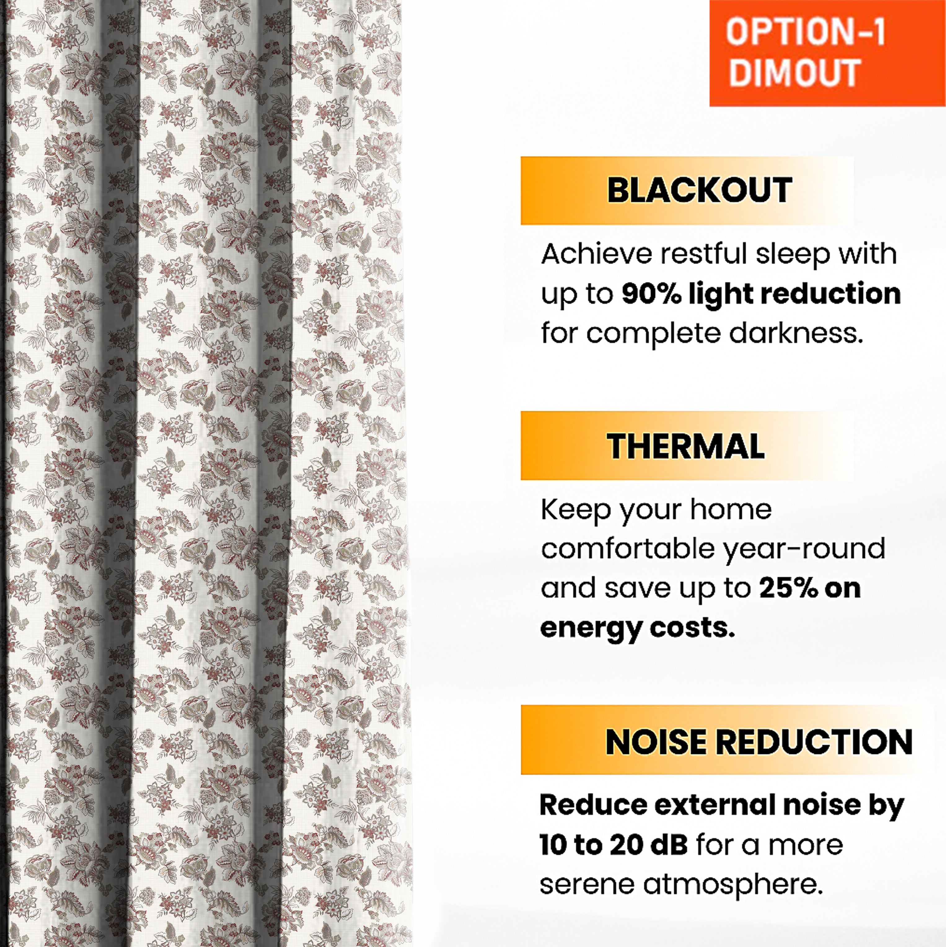 ANZIO RED PRINTED BLACKOUT CURTAIN