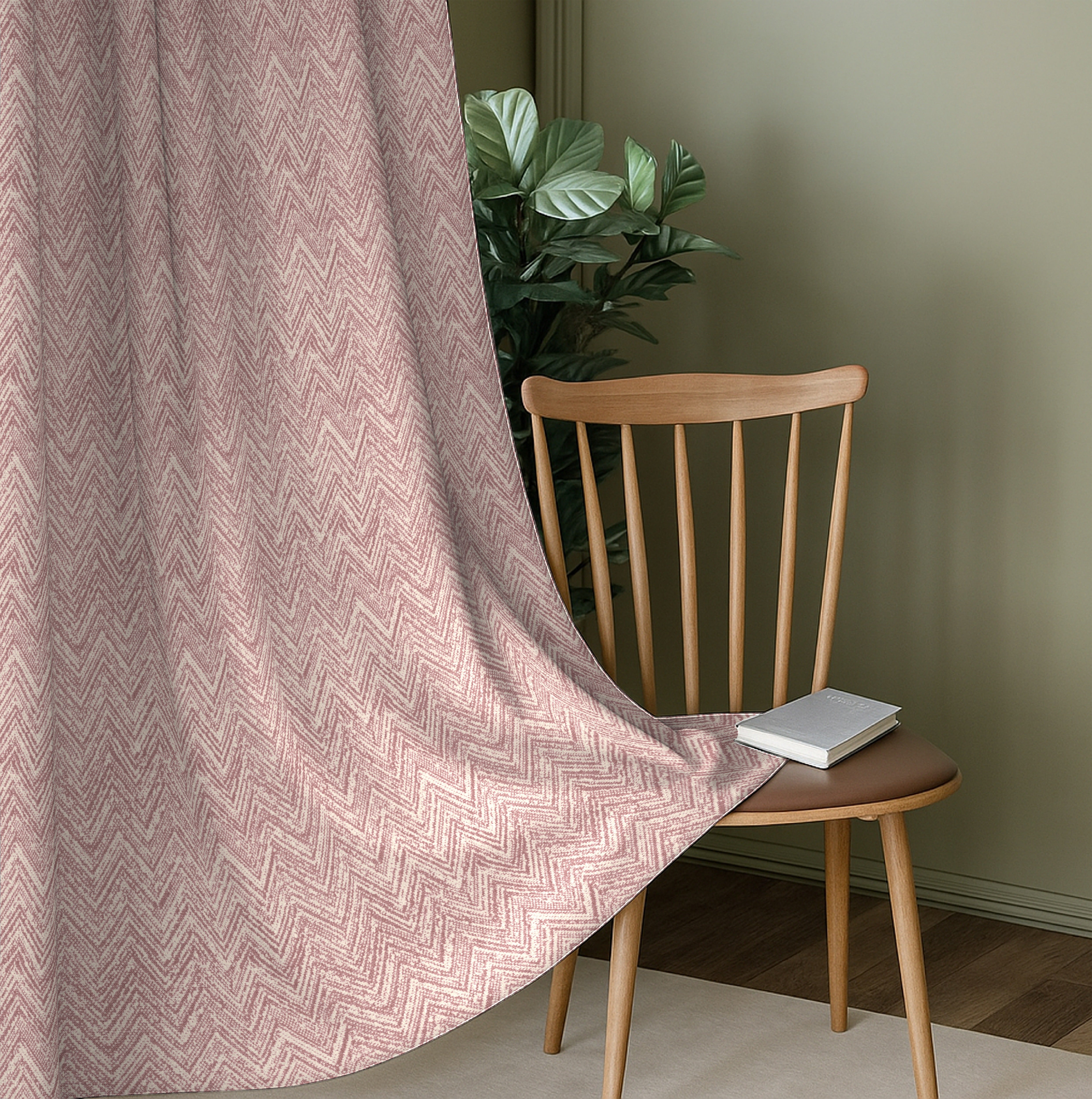 SONORA MEDIUM-PINK PRINTED BLACKOUT CURTAIN