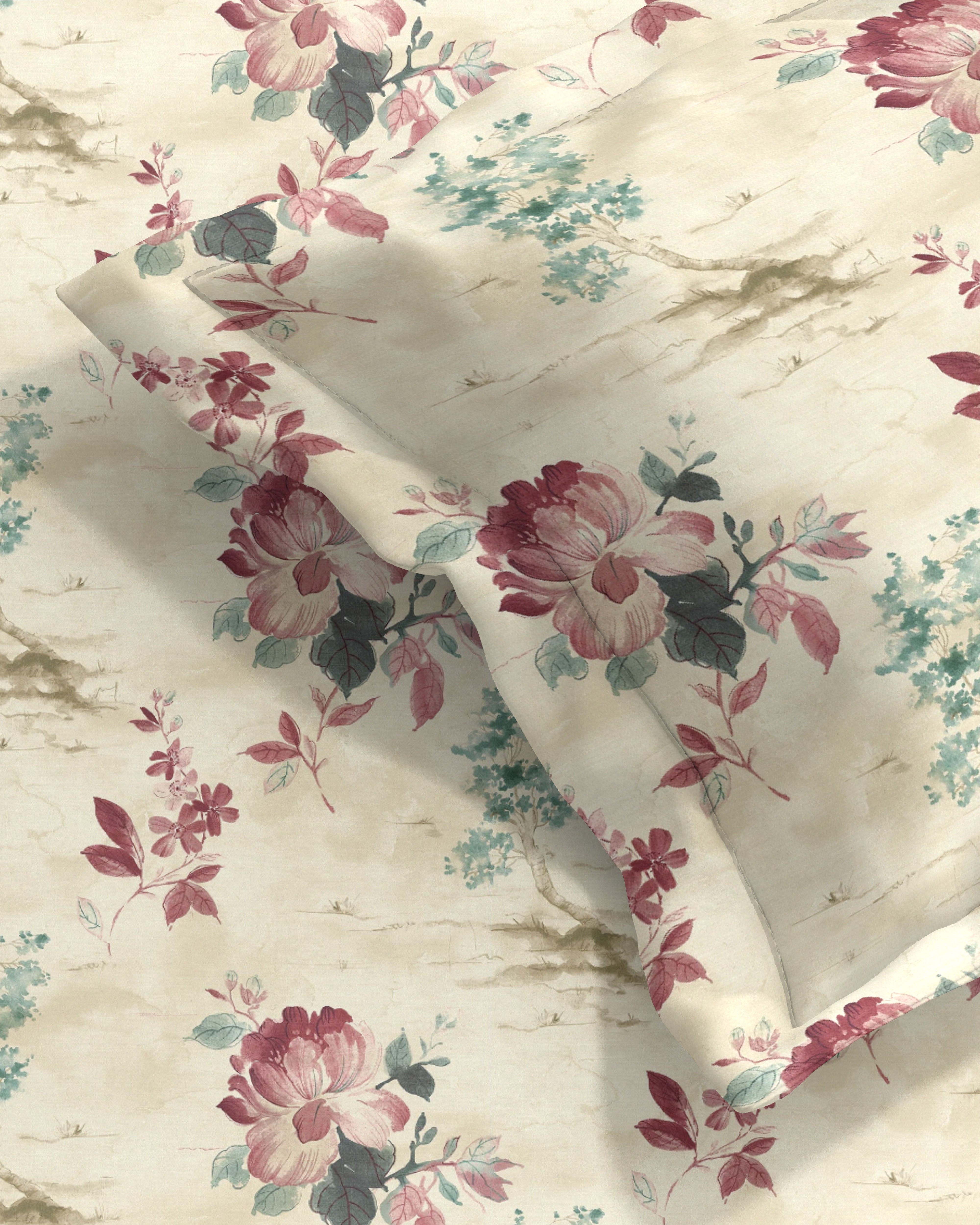 HAZEL PINK BEDSHEET WITH PILLOWCOVER