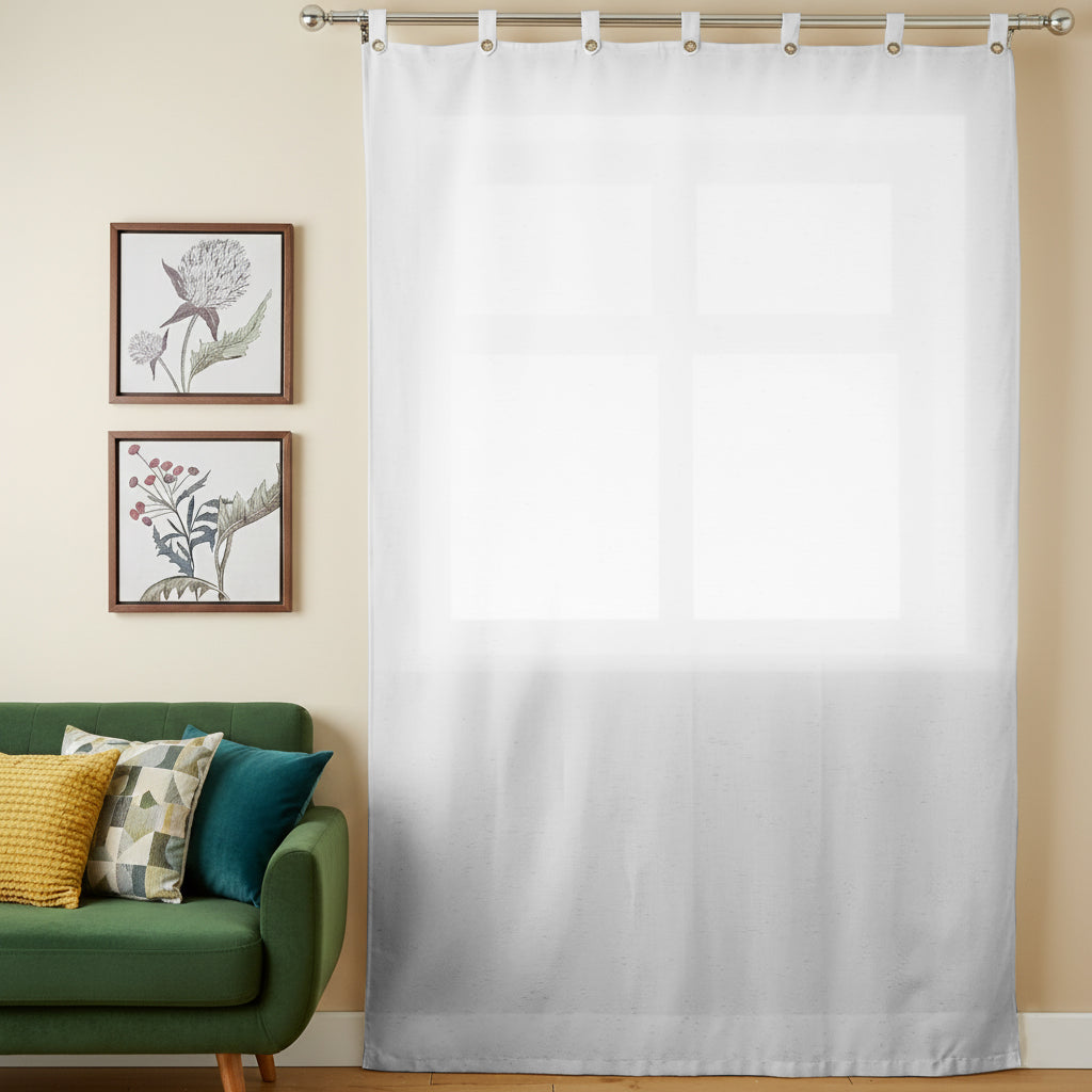 WHITE LINEN SHEER CURTAIN