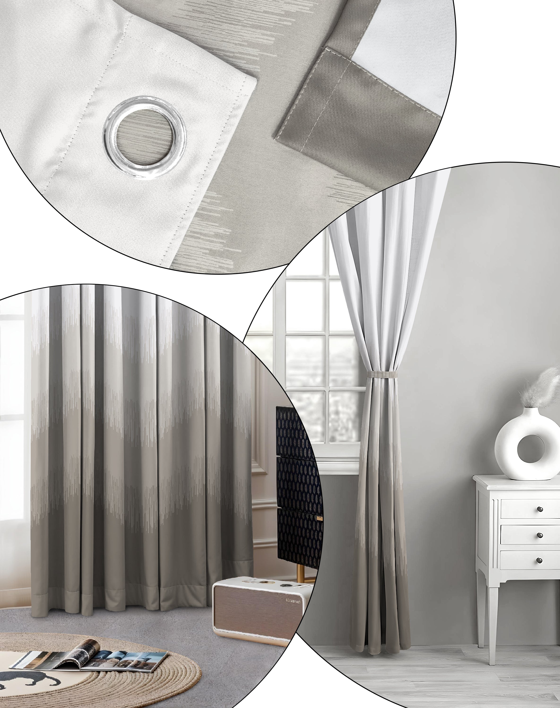 KIVO LIGHT STONE DIGITAL PRINTED BLACKOUT CURTAINS