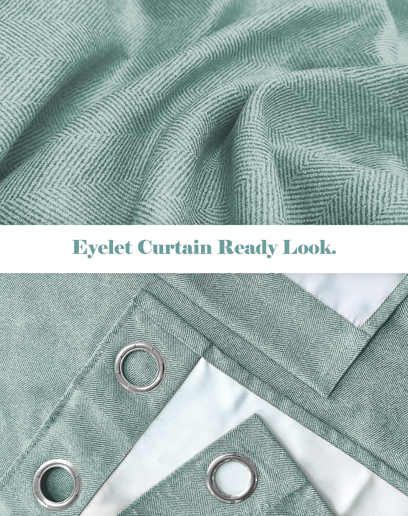 TWILLBONE SEA GREEN PRINTED BLACKOUT CURTAINS
