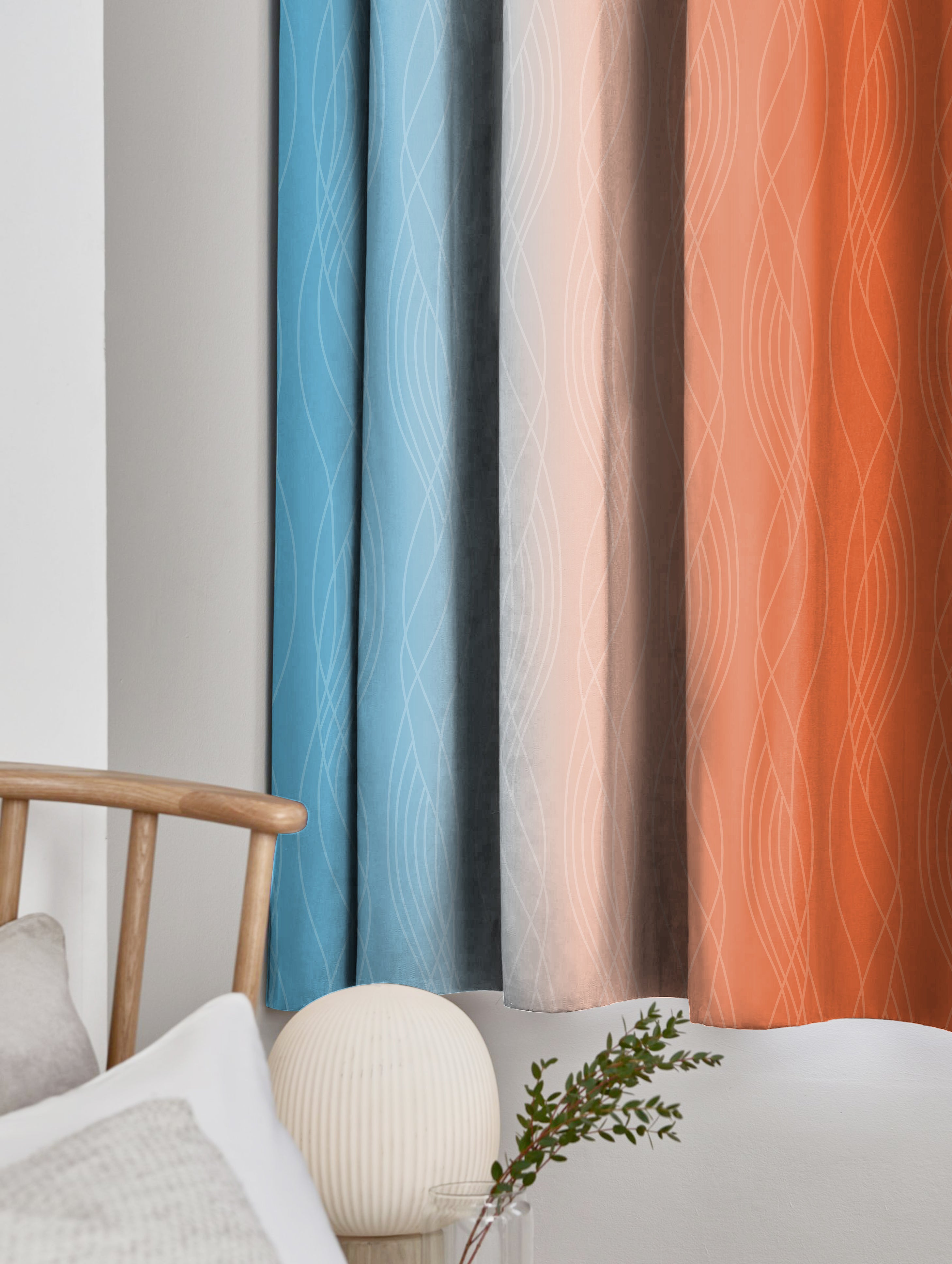 BEVERLEY SKYBLUE CURTAINS BLACKOUT PRINTED FOR LIVING & BEDROOMS