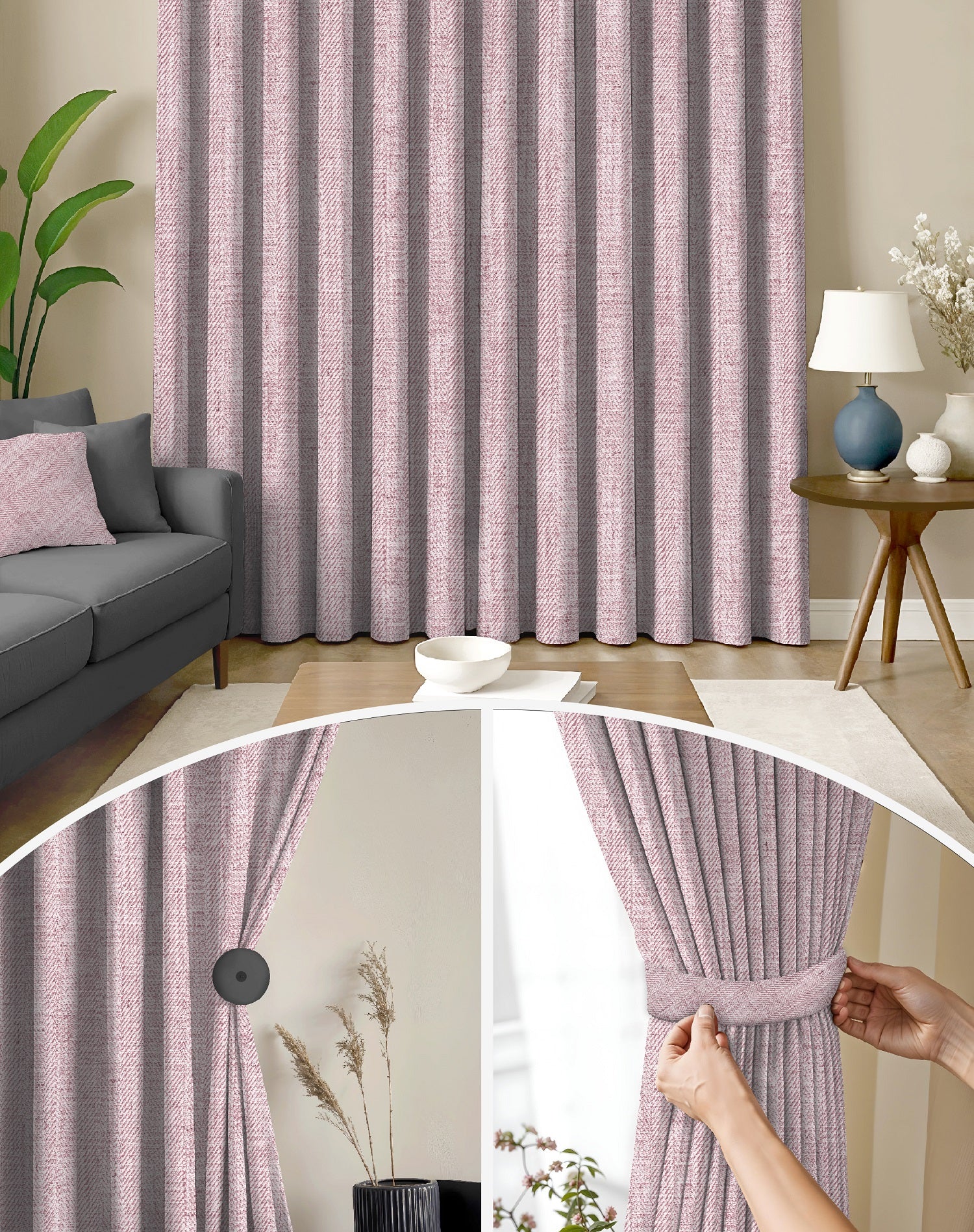 TEXTURA PINK DIGITAL PRINTED BLACKOUT CURTAINS