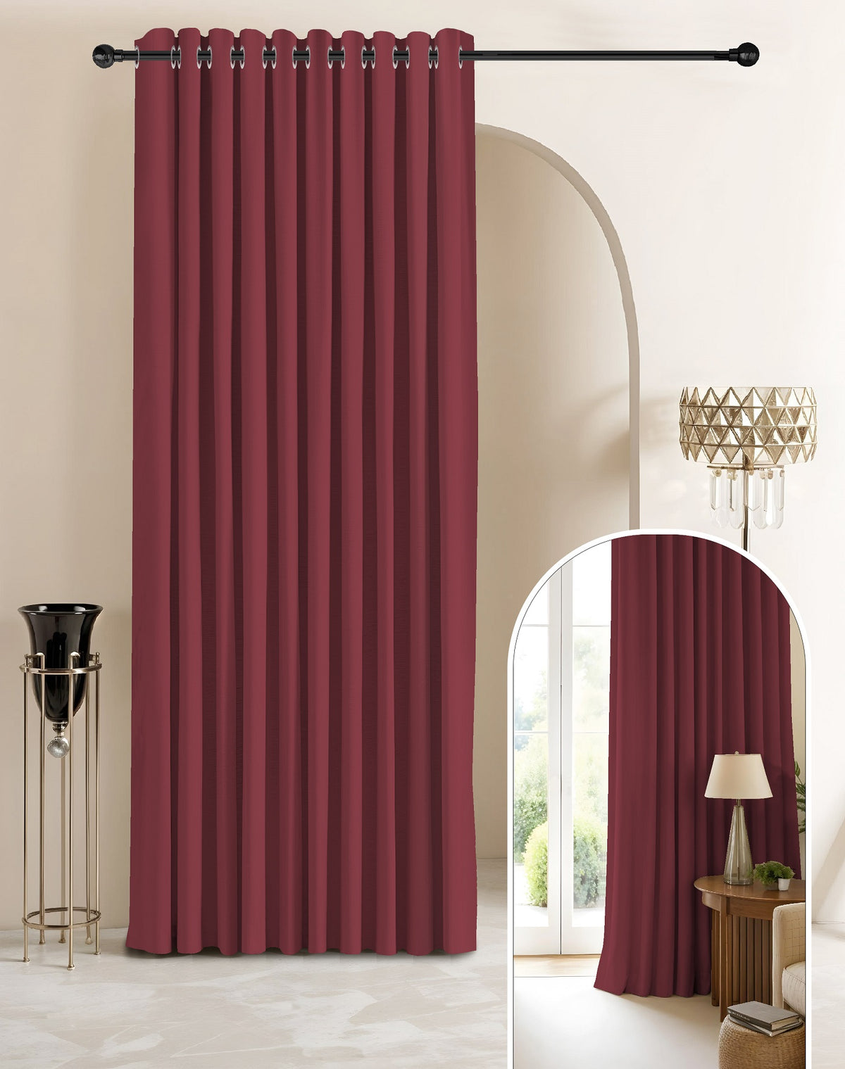 SUNBLOCK PLUS BURGUNDY PRINTED CURTAIN