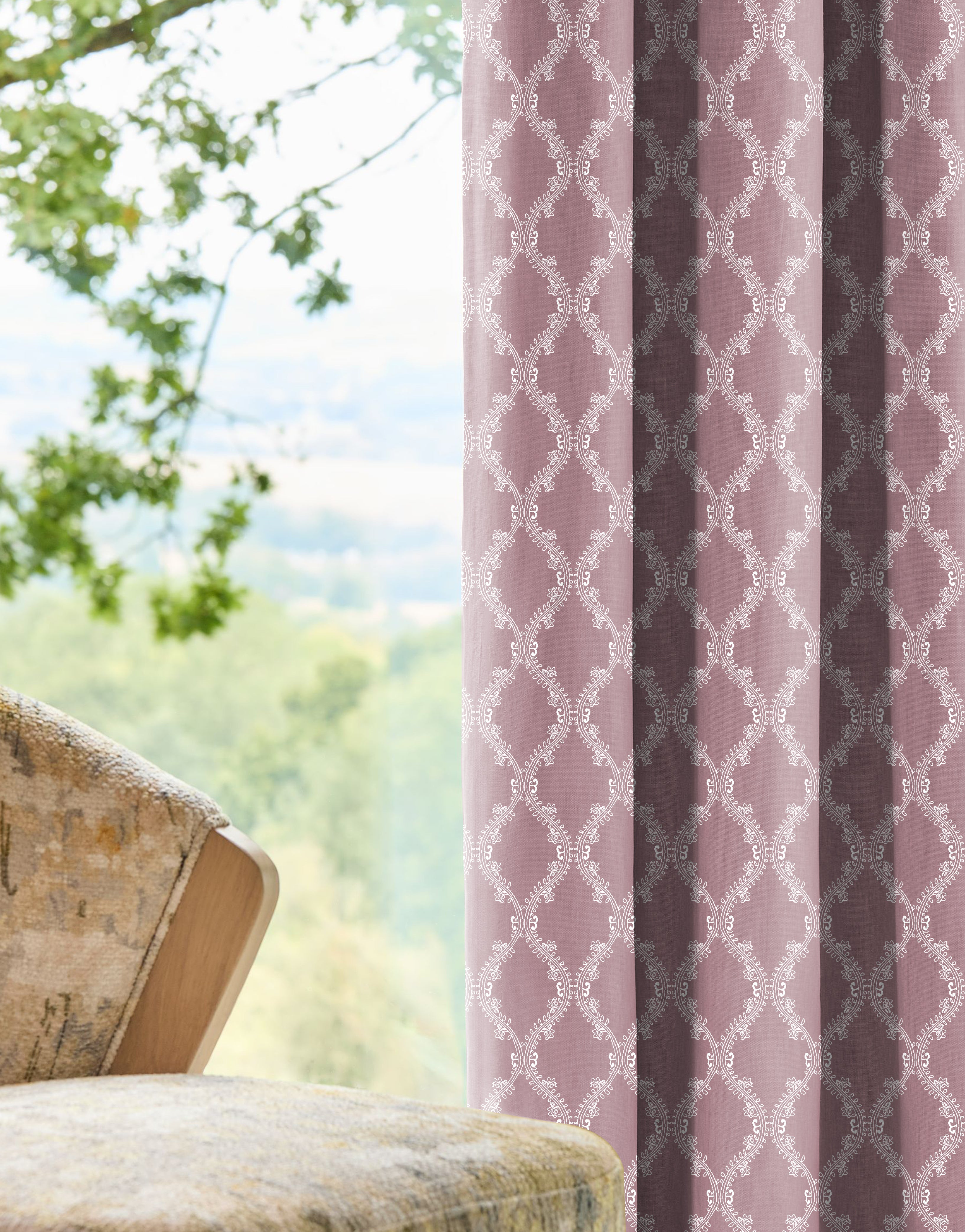 LAYLA ANTHEM PINK ROOM DARKENING PRINTED CURTAIN
