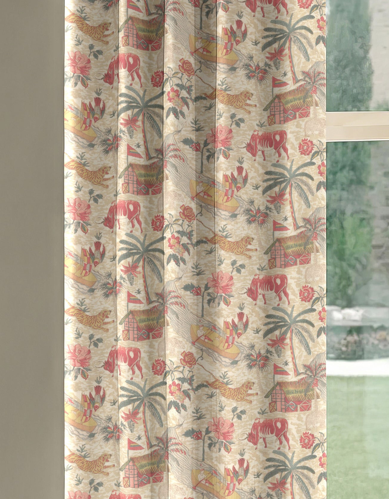 YANGSHUO RED PRINTED BLACKOUT CURTAIN