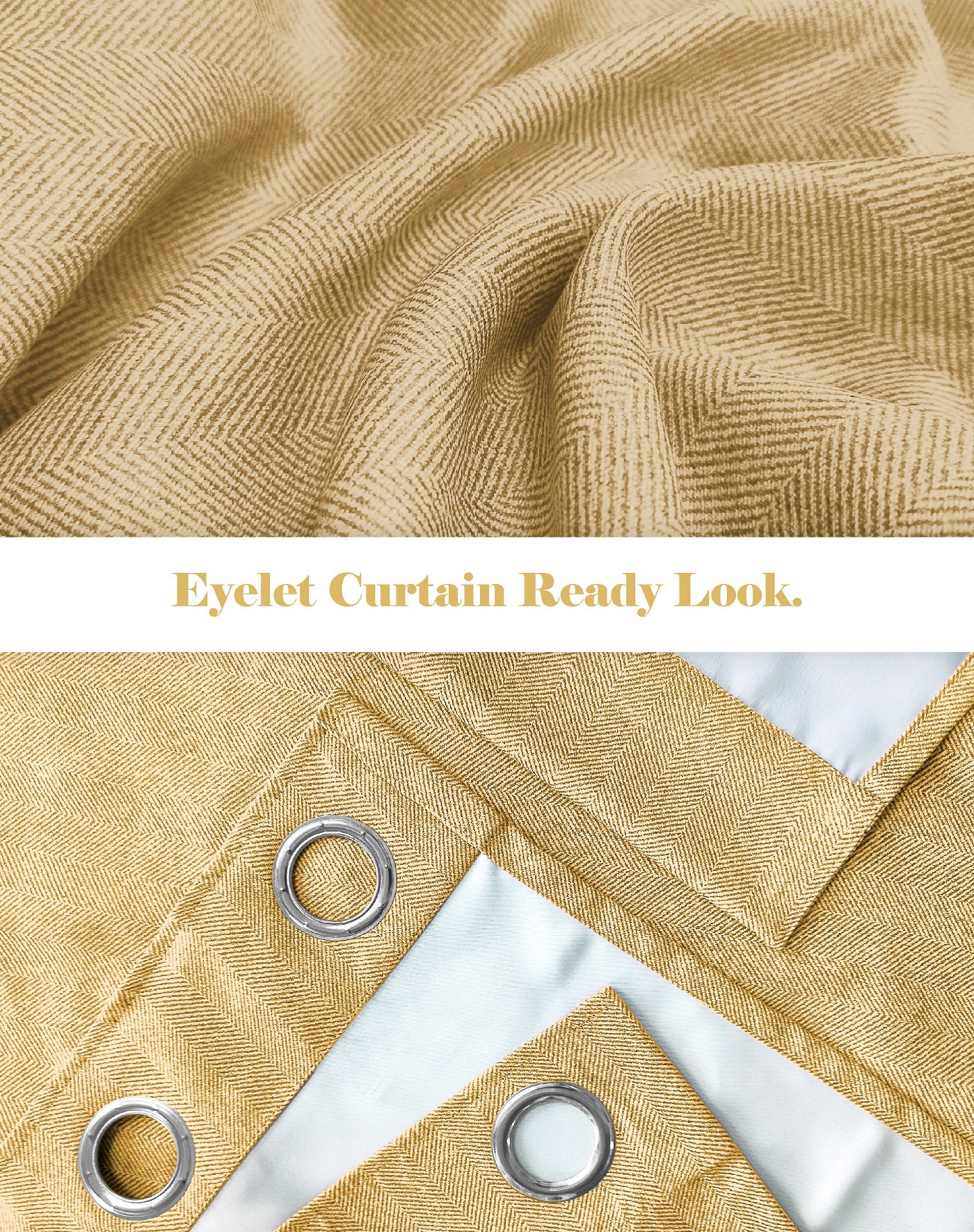 TWILLBONE MUSTARD PRINTED BLACKOUT CURTAINS