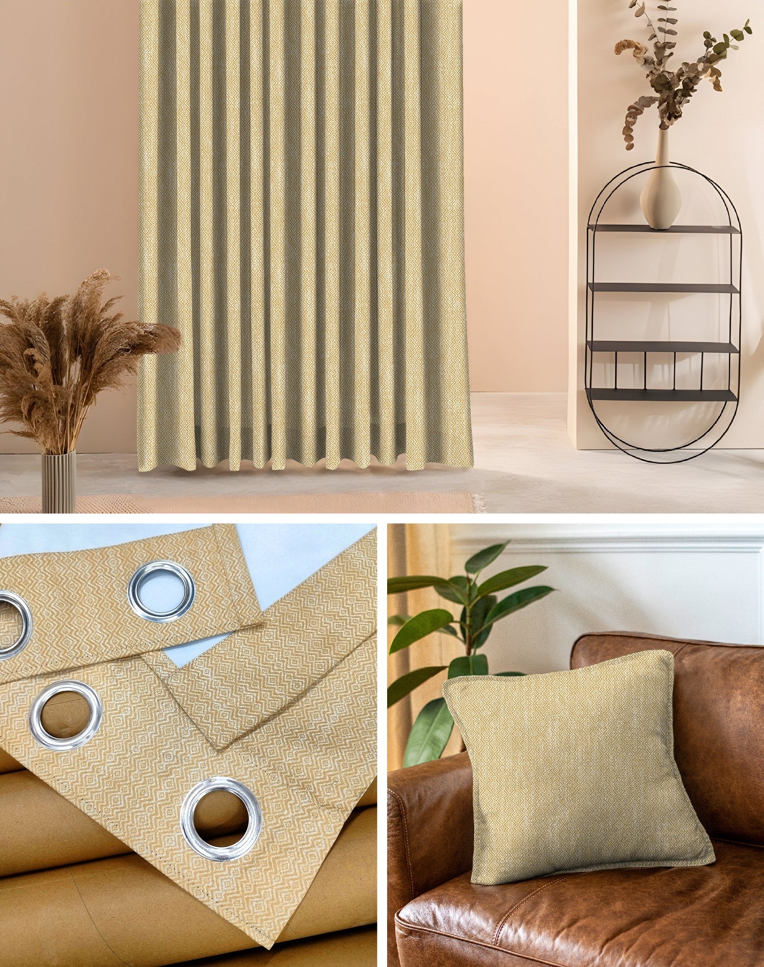 KOVO YELLOW DIGITAL PRINTED BLACKOUT CURTAINS