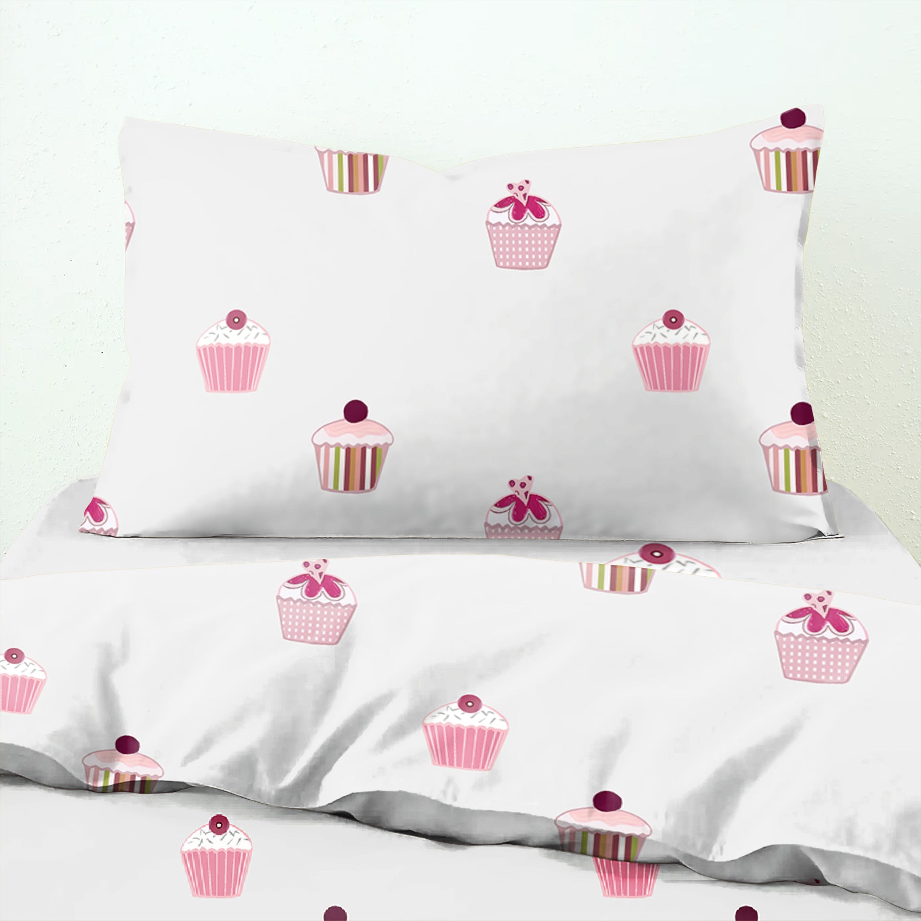 Bedcover Cake White for Single Bed with  Pillow Covers  King Size (60" X 90")