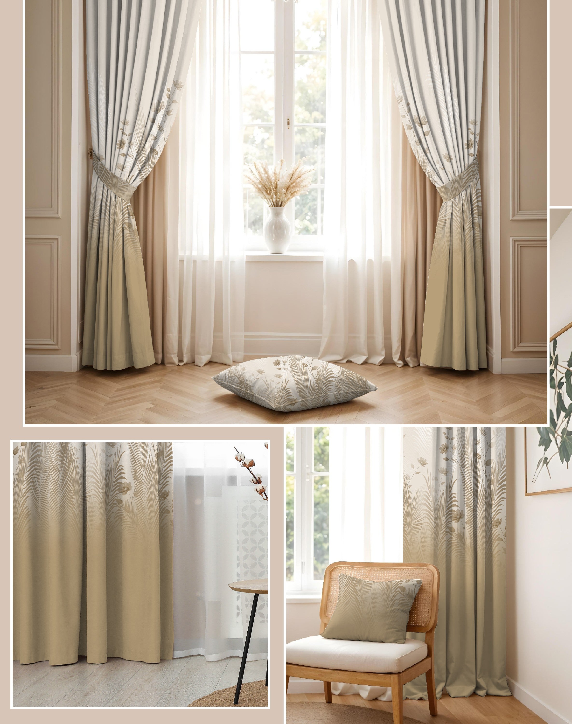 PASTORA CAMEL PRINTED ROOM DARKENING CURTAIN