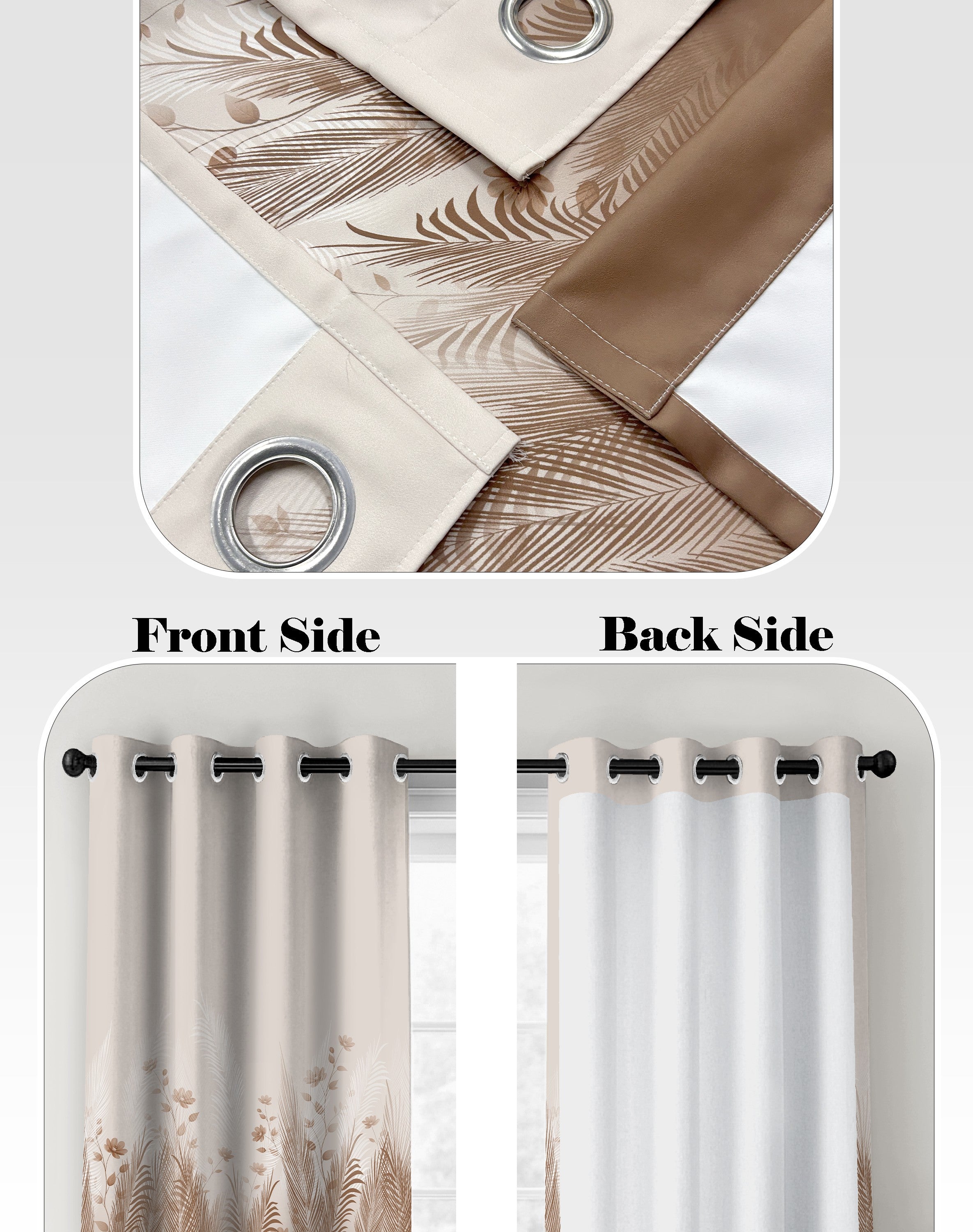PASTORA CAMEL BROWN PRINTED ROOM DARKENING CURTAIN