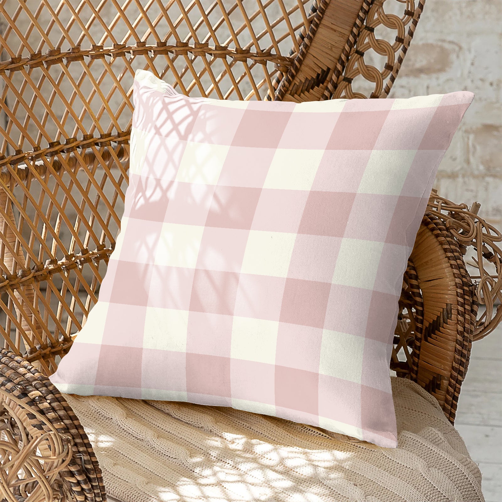 SPRING GALLERY BIG CHECK CAVERN PINK DIGITAL PRINTED CUSHION COVER (Pack of 2)