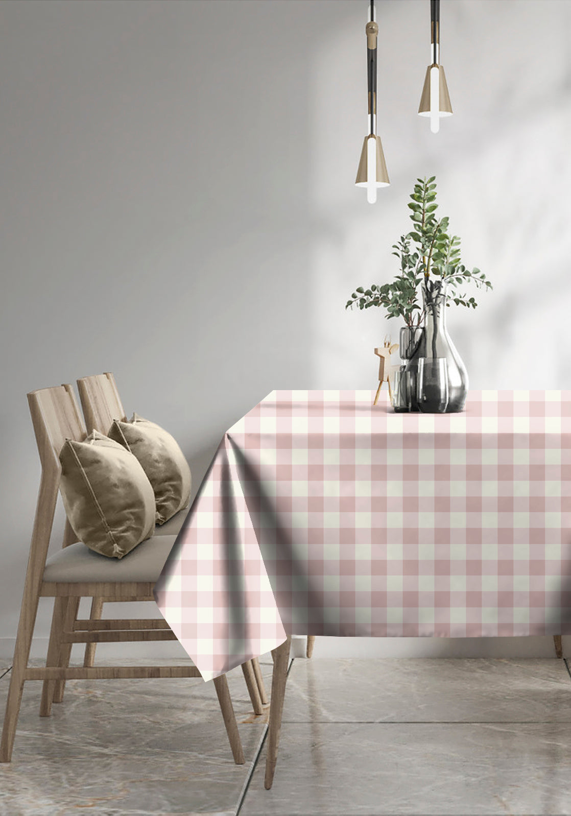 SPRING GALLERY BIG CHECK Cavern Pink 6 Seater Table Cloth