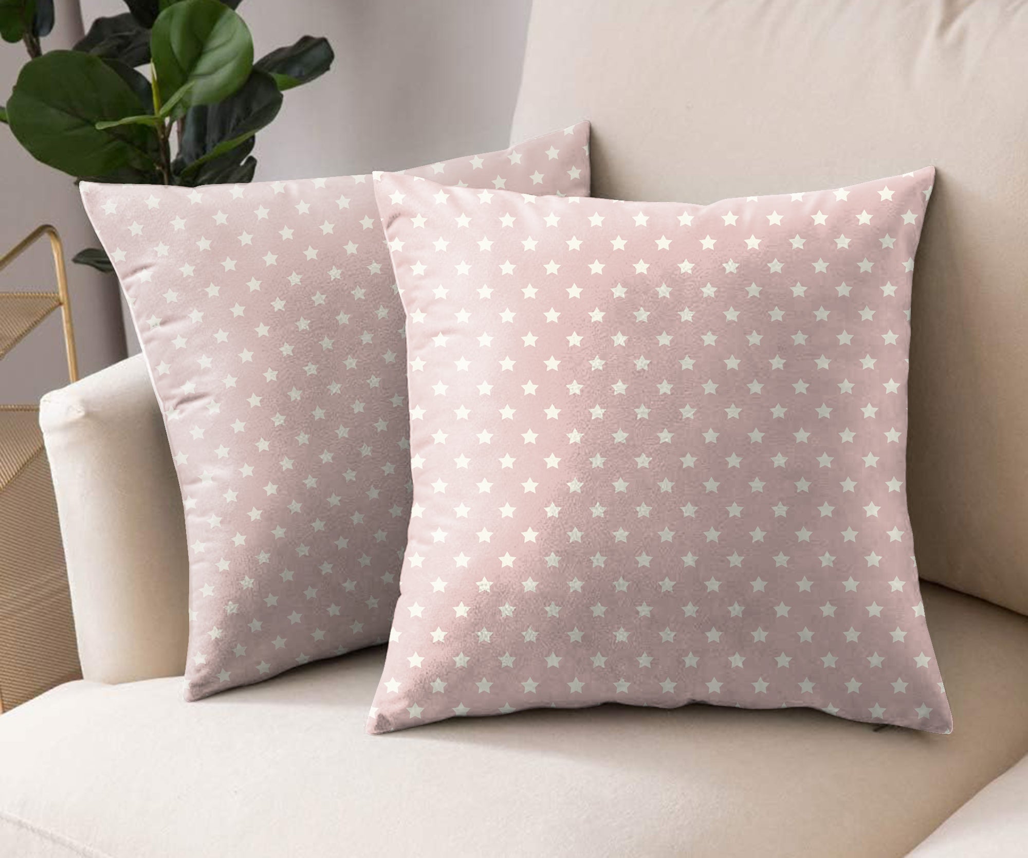 SPRING GALLERY STAR CAVERN PINK DIGITAL PRINTED CUSHION COVER (Pack of 2)