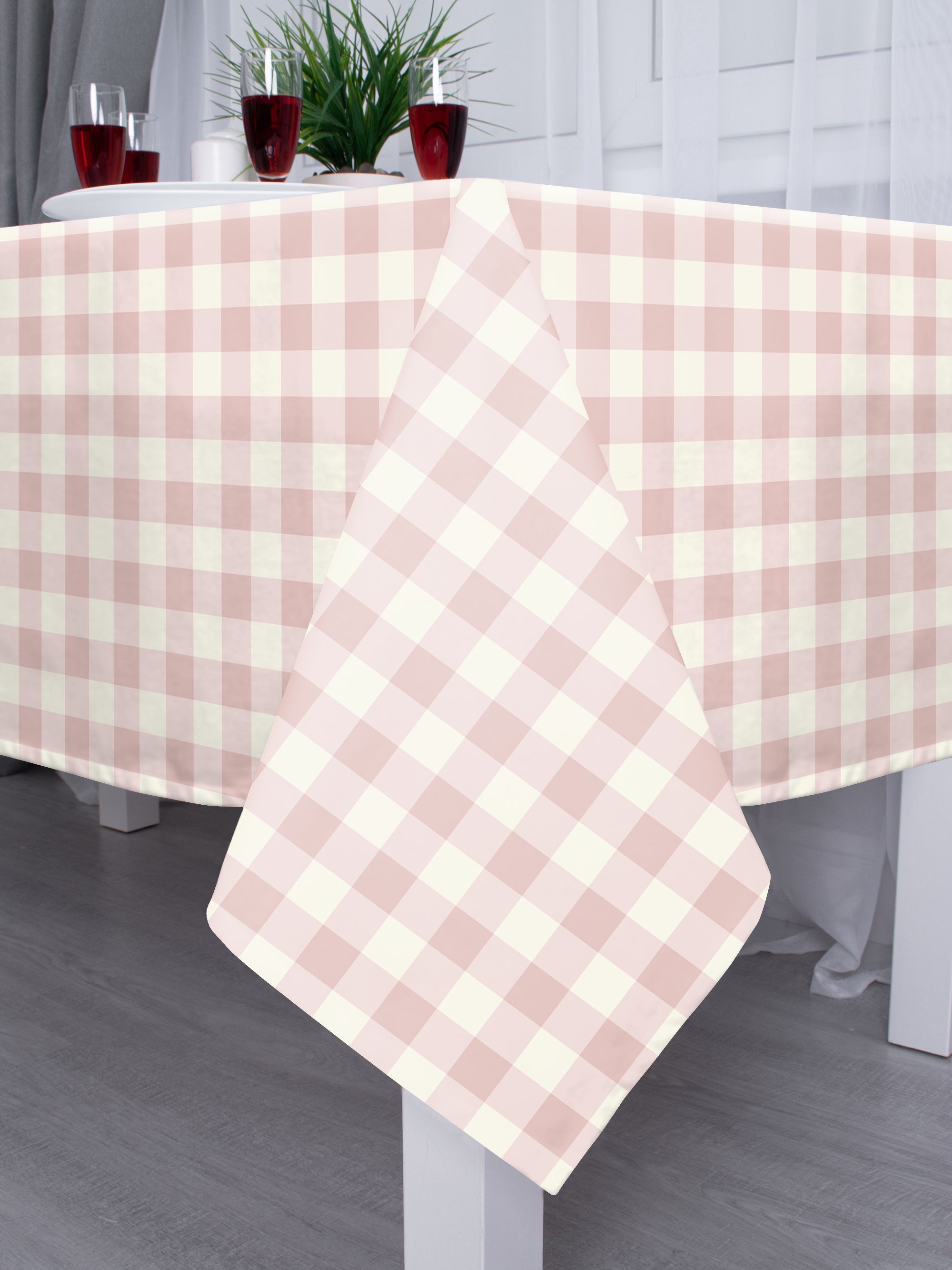 SPRING GALLERY BIG CHECK Cavern Pink 6 Seater Table Cloth
