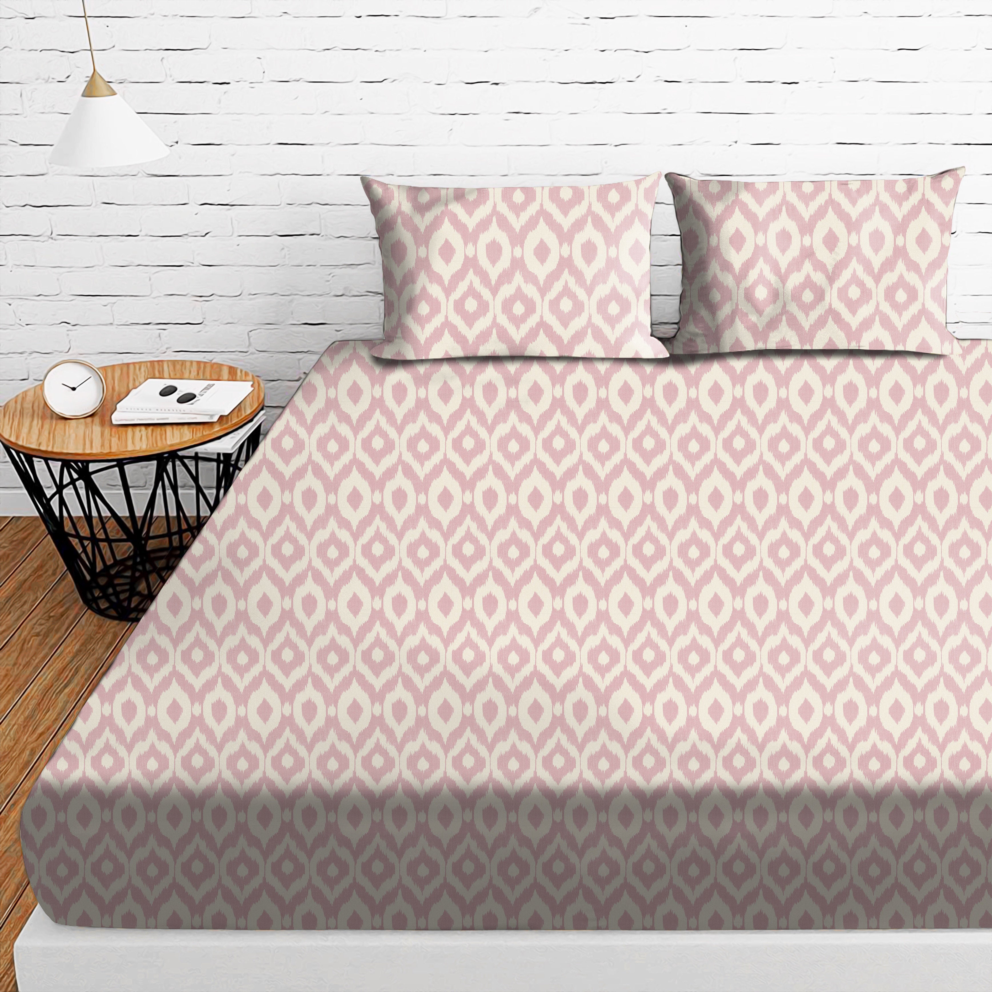 Bedcover Bistre Baby Pink for Double Bed with 2 Pillow Covers King Size (104" X 90")