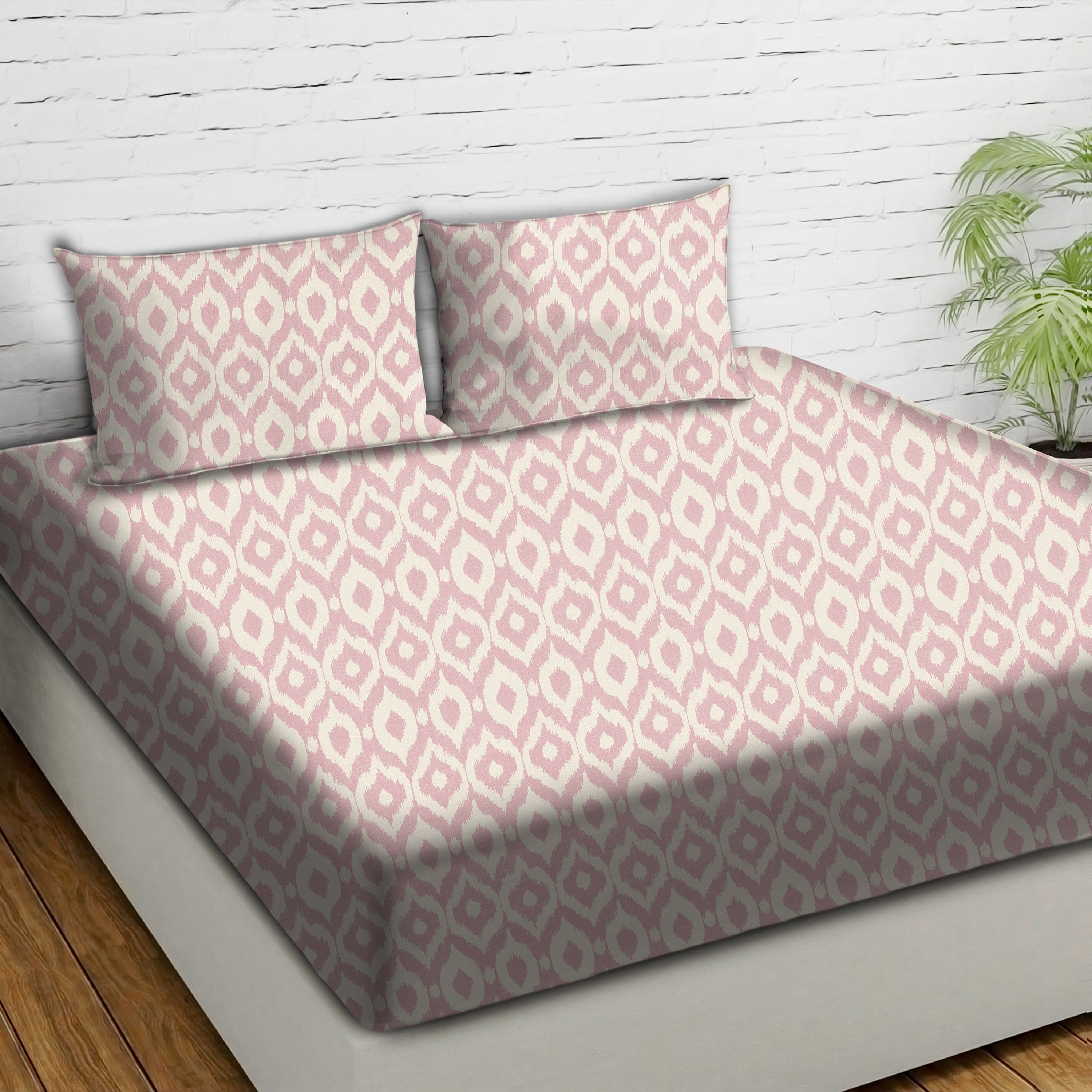 Bedcover Bistre Baby Pink for Double Bed with 2 Pillow Covers King Size (104" X 90")