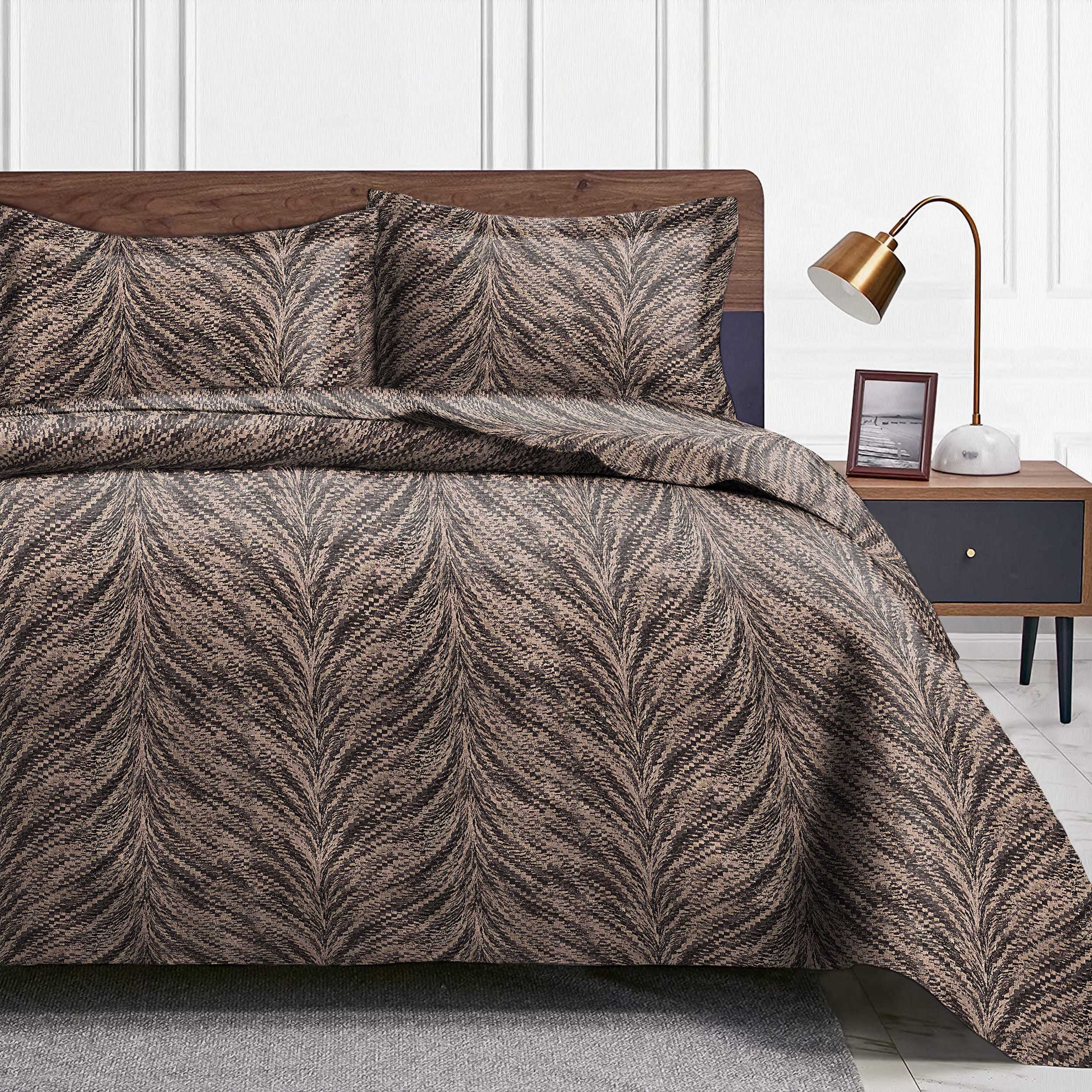 Luxor Charcoal Bedcover for Double Bed with 2 PillowCovers King Size (104" X 90")