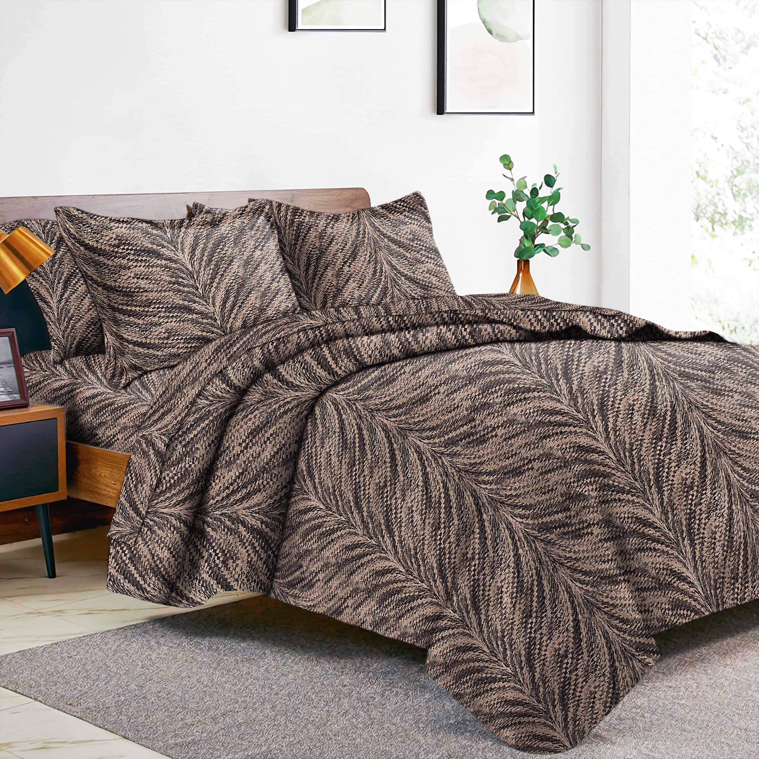 Luxor Charcoal Bedcover for Double Bed with 2 PillowCovers King Size (104" X 90")