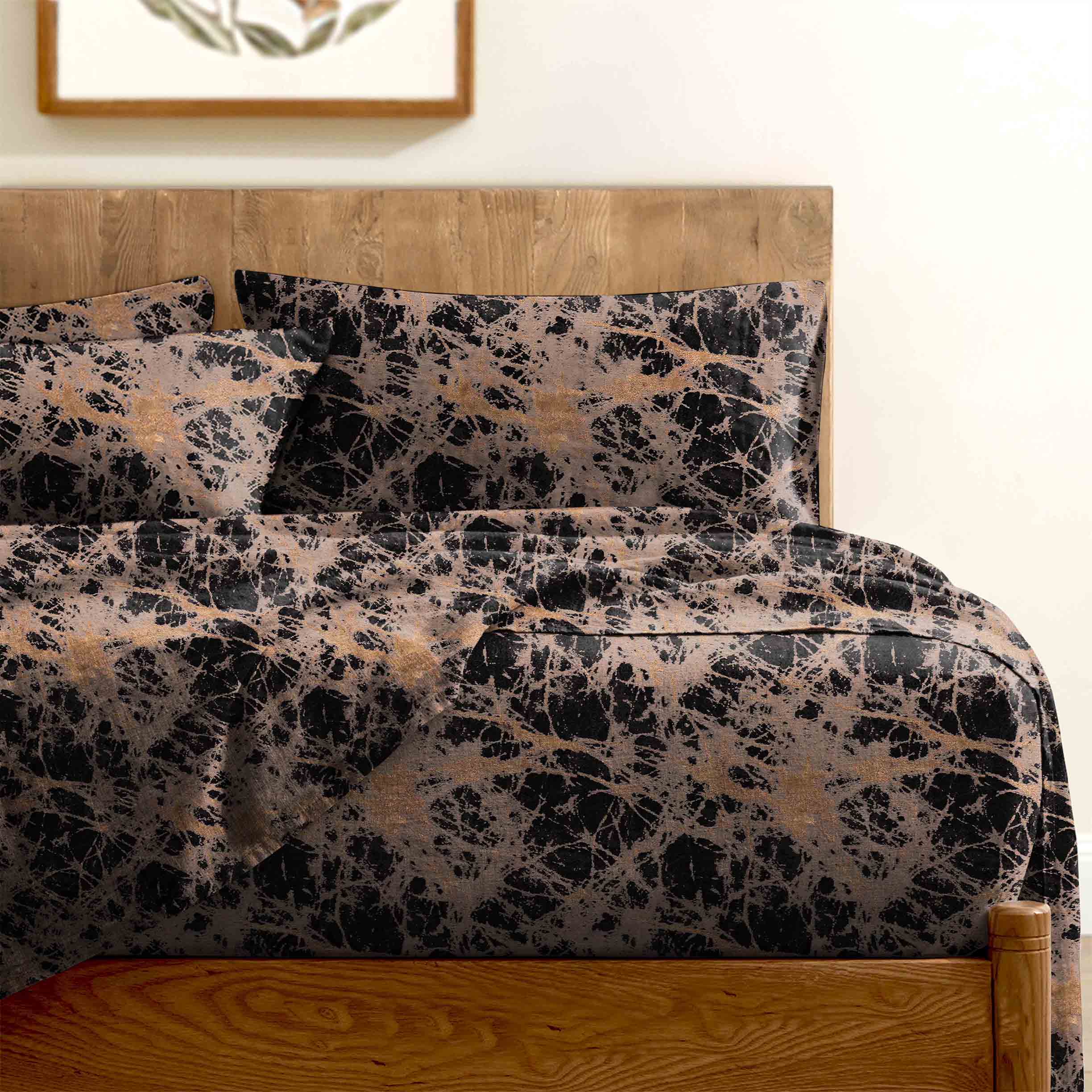 LAVA CHARCOAL BEDCOVER FOR DOUBLE BED WITH 2 PILLOWCOVERS KING SIZE (104" X 90")