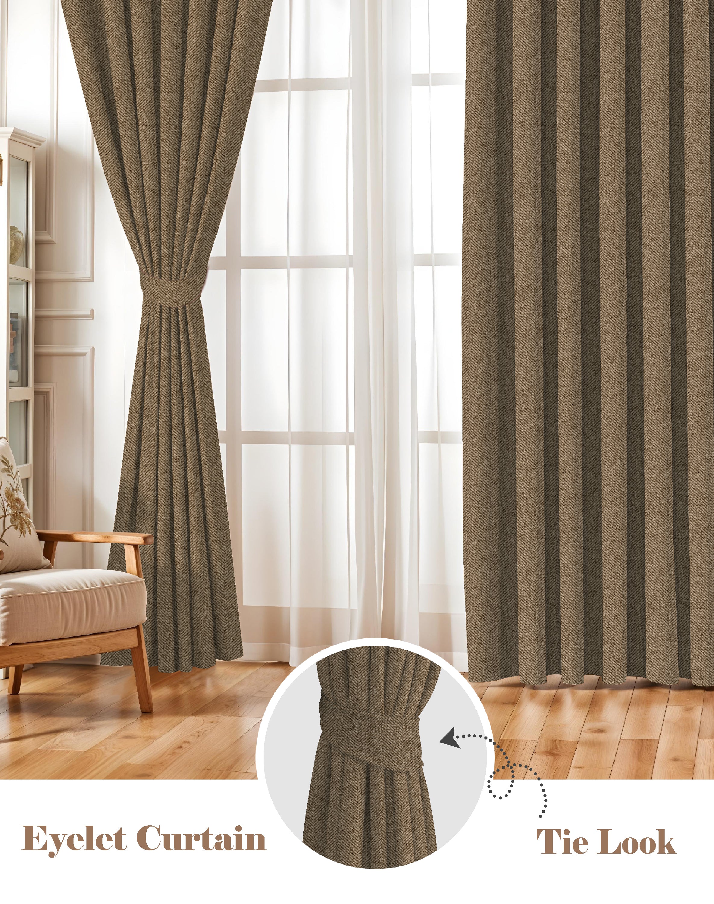 TWILLBONE COFFEE PRINTED BLACKOUT CURTAINS
