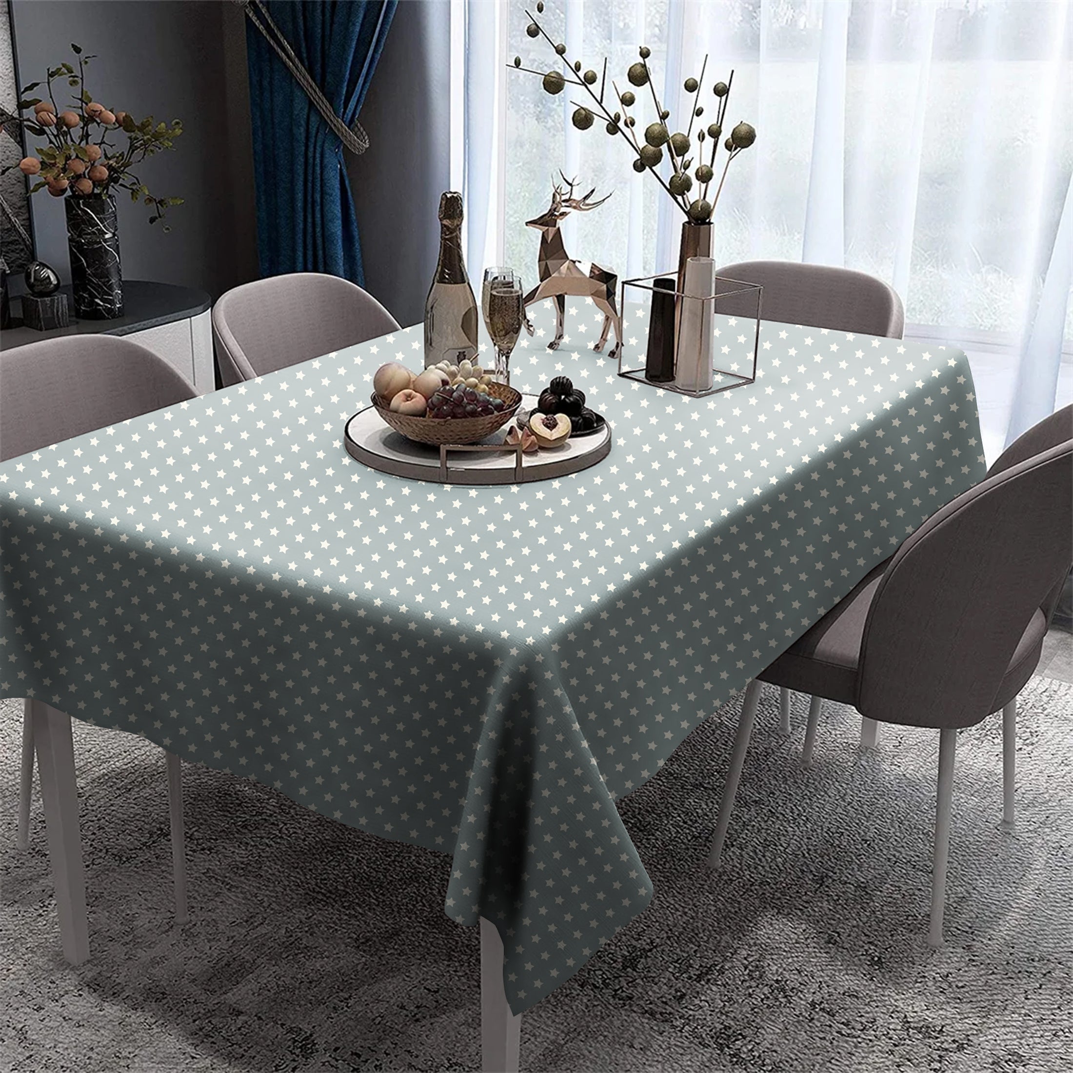SPRING GALLERY STAR Cool Grey 6 Seater Table Cloth