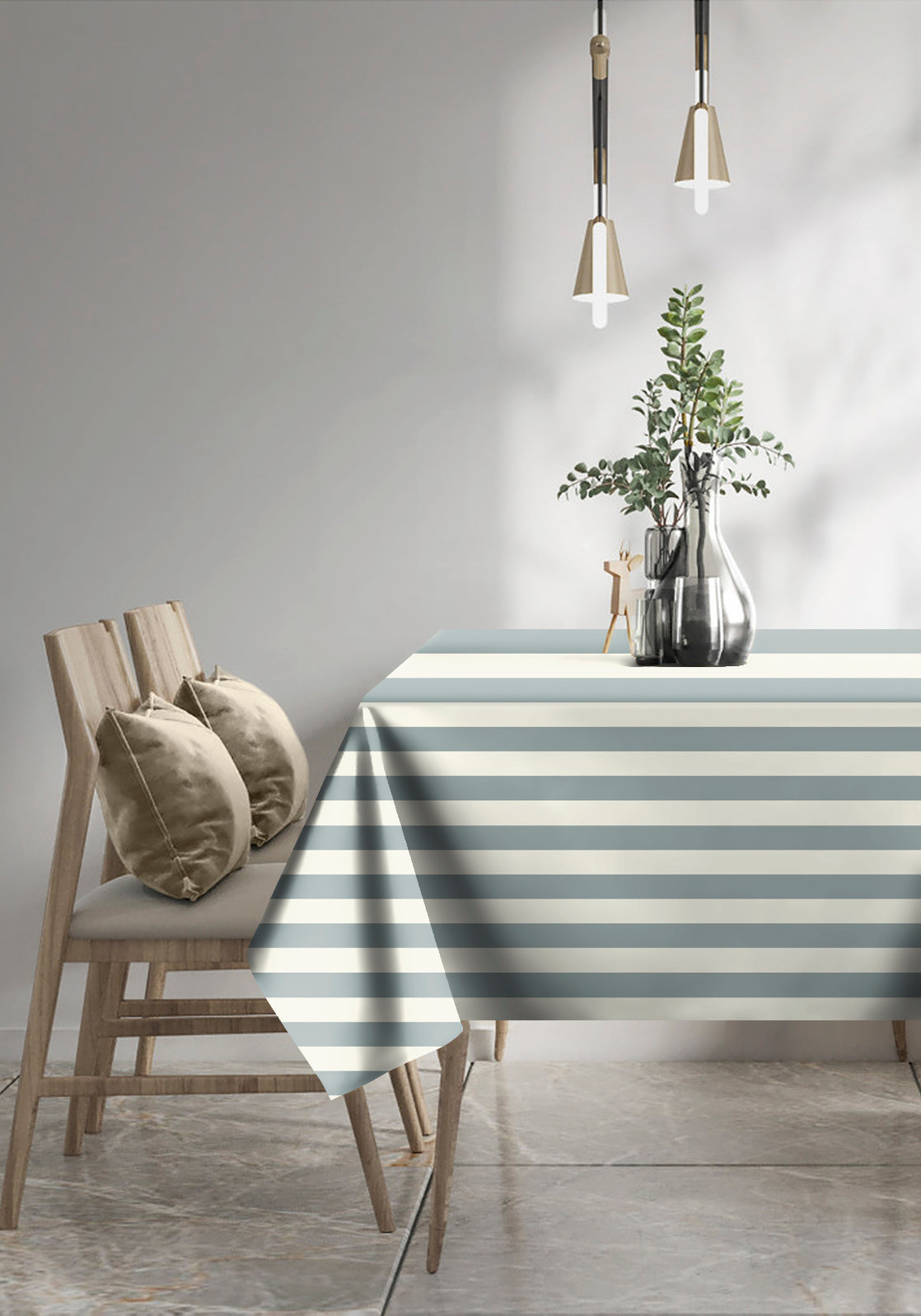 SPRING GALLERY BIG STRIPE Cool Grey 6 Seater Table Cloth