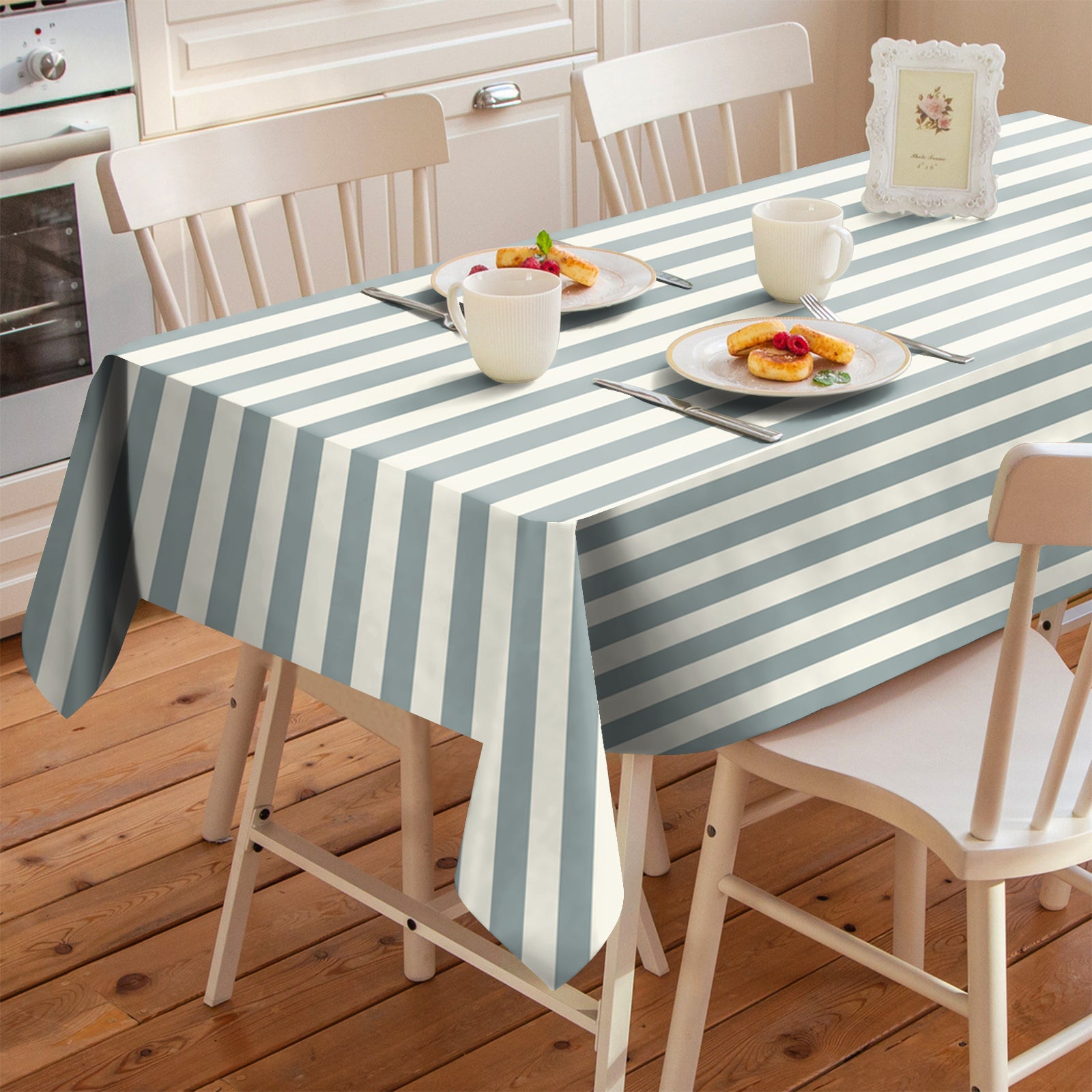 SPRING GALLERY BIG STRIPE Cool Grey 6 Seater Table Cloth