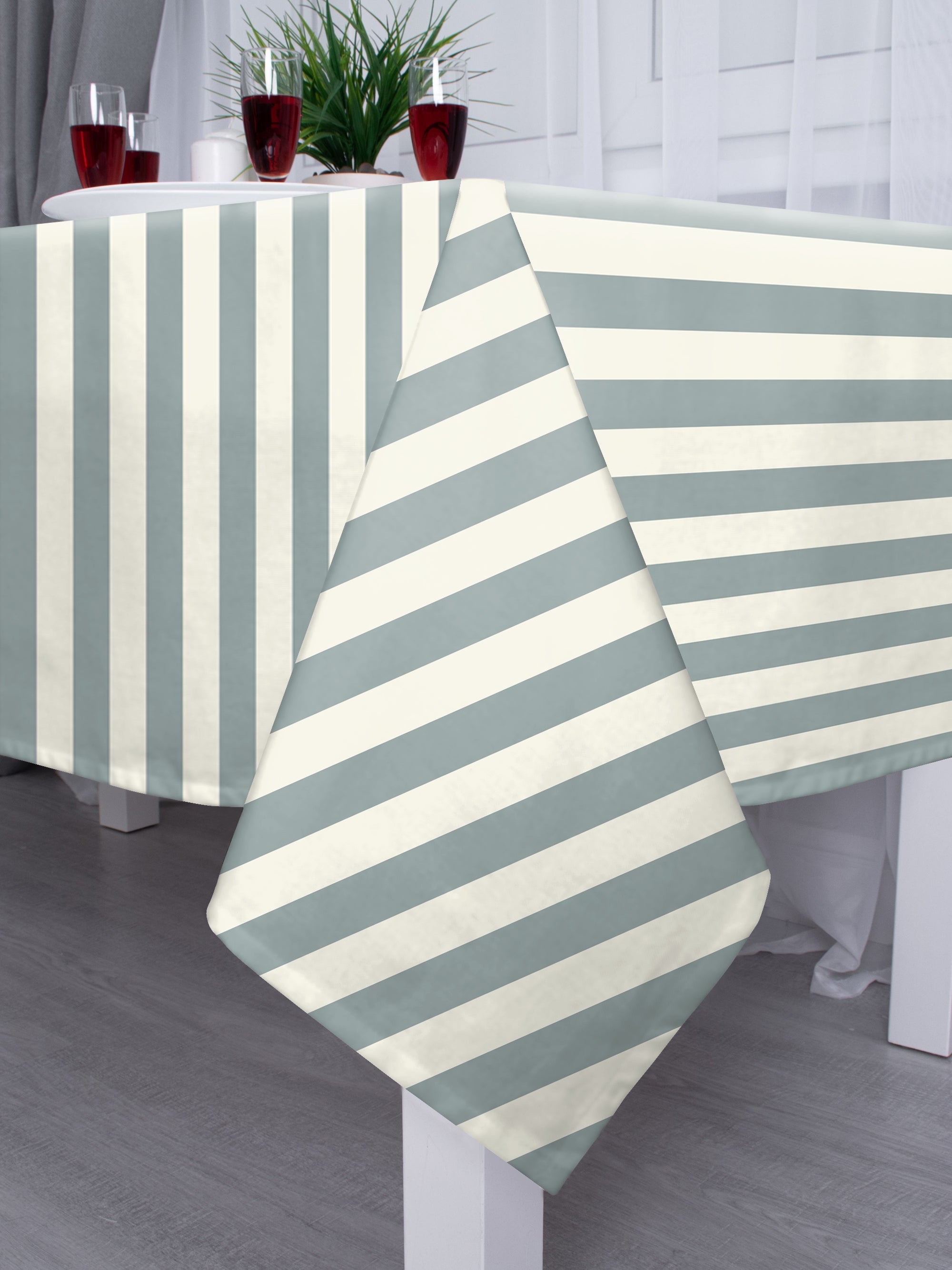 SPRING GALLERY BIG STRIPE Cool Grey 6 Seater Table Cloth
