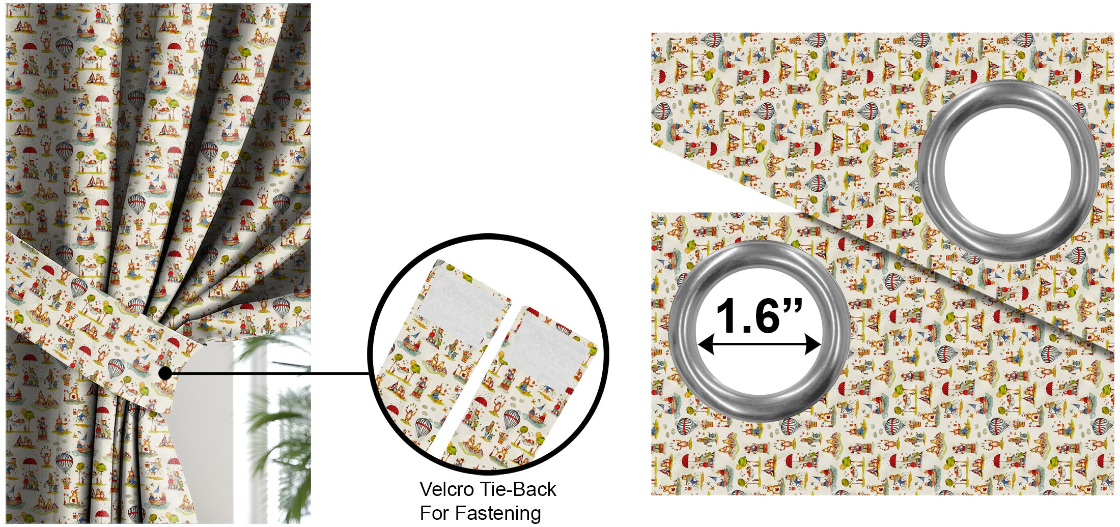 TEDDY CREAM PRINTED BLACKOUT CURTAIN