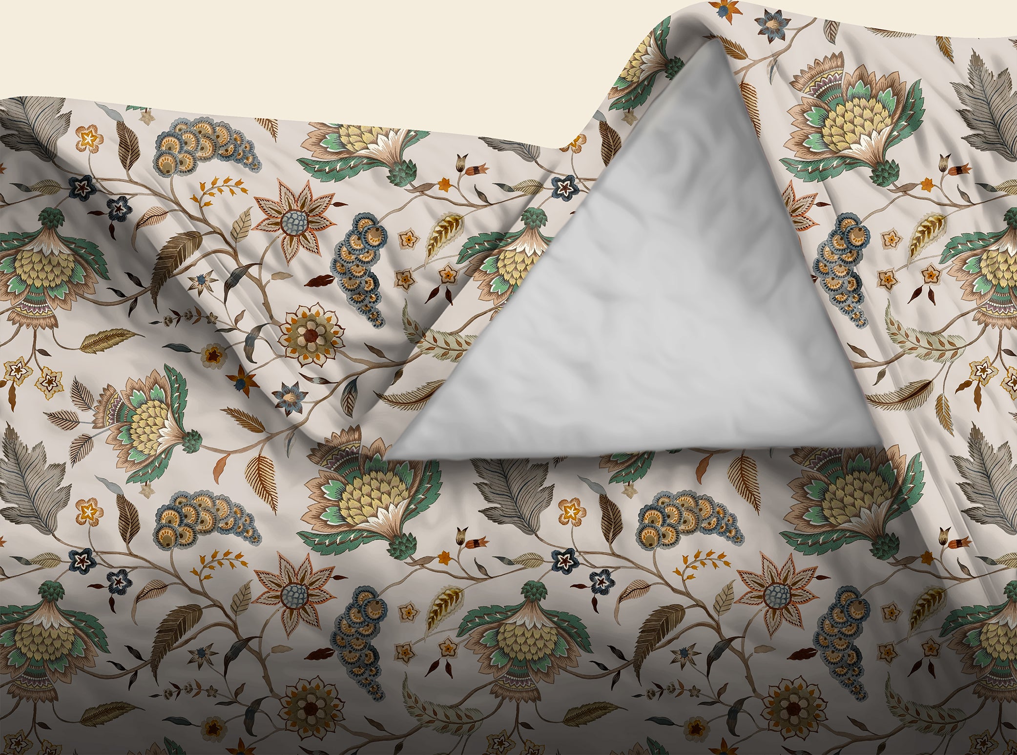Kasbah Cream Bedsheet for Double Bed with 2 Pillow Covers Size (104" X 90")