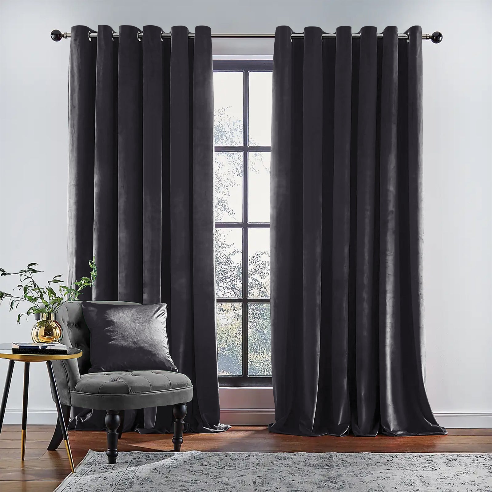 RAINBOW VELVET D-GREY CURTAINS