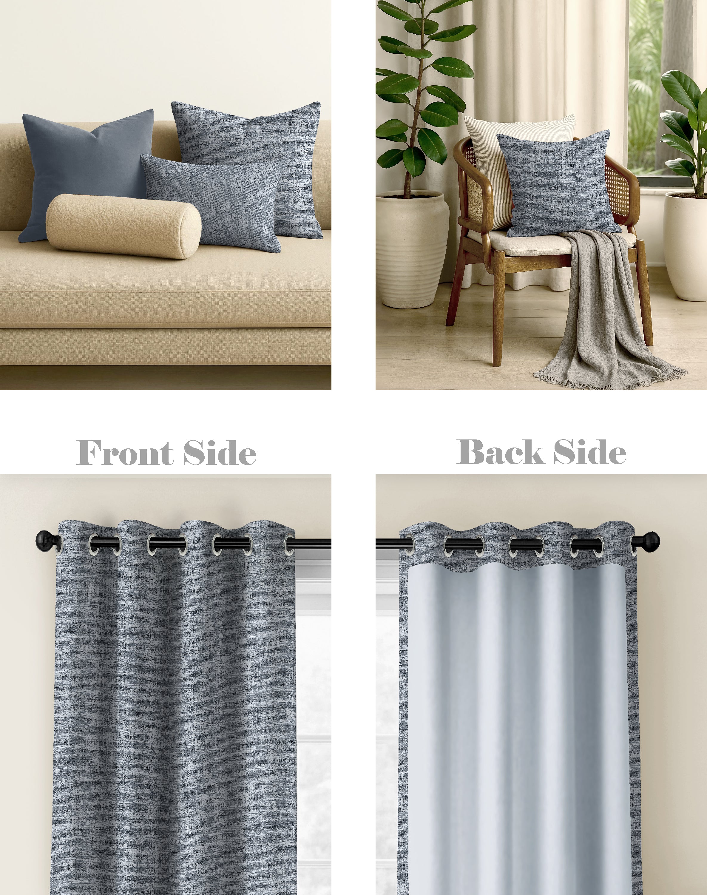 LIVA DARK GREY DIGITAL PRINTED BLACKOUT CURTAINS