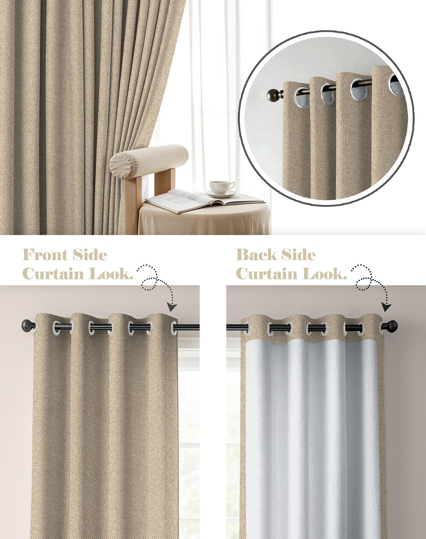 TWILLBONE L BROWN PRINTED BLACKOUT CURTAINS
