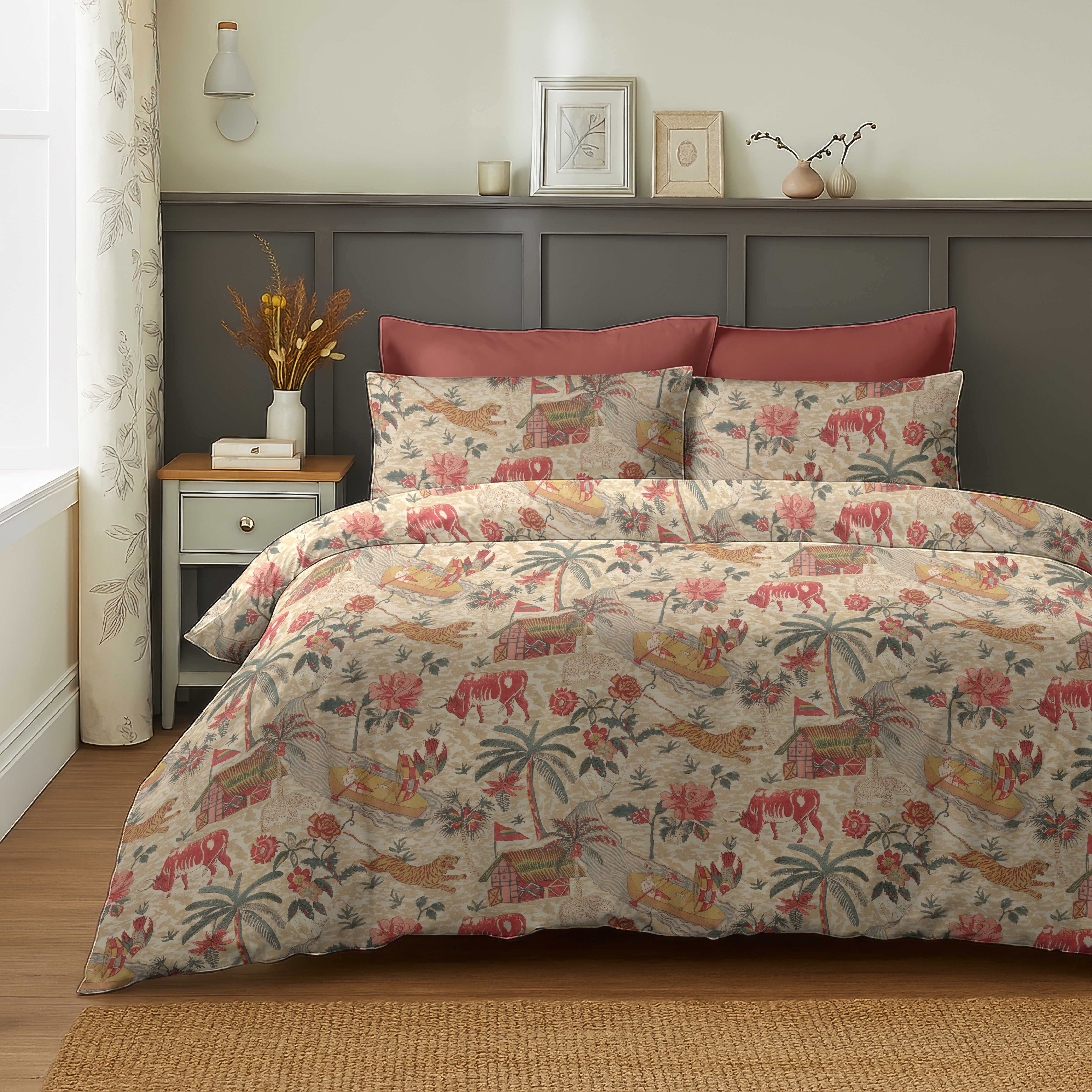 YANGSHUO RED BEDSHEET WITH PILLOWCOVER