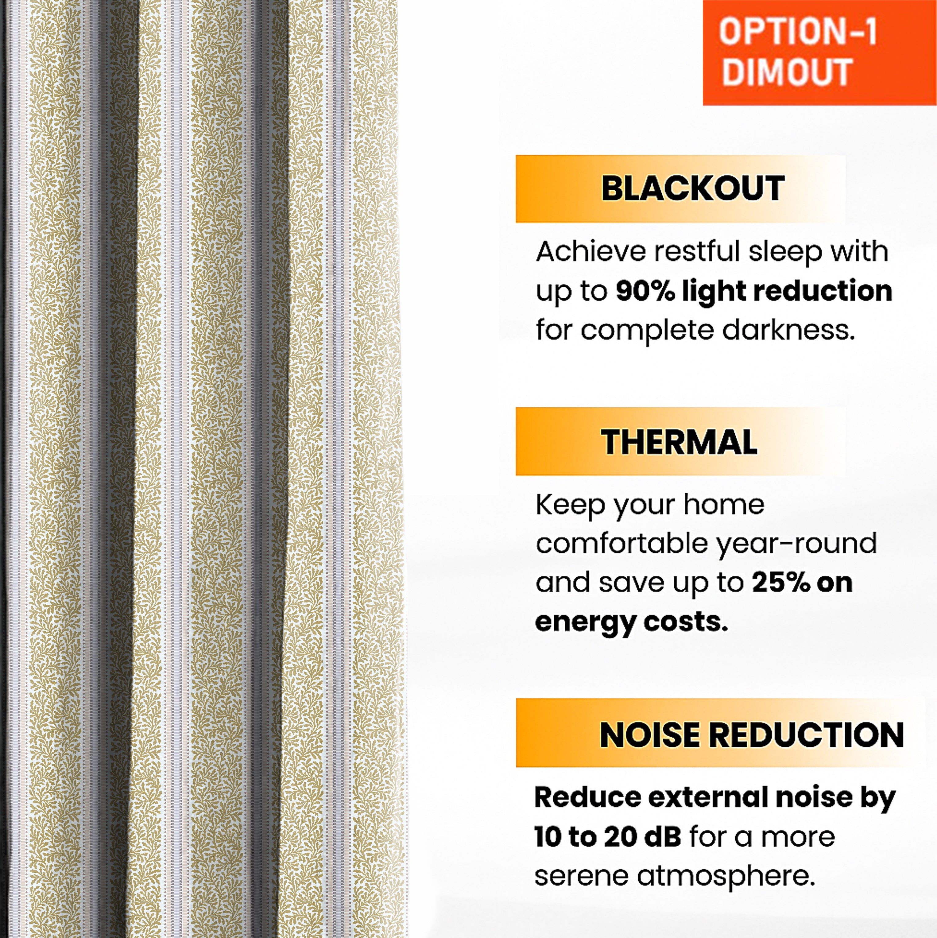 TORONTO GOLD PRINTED BLACKOUT CURTAIN