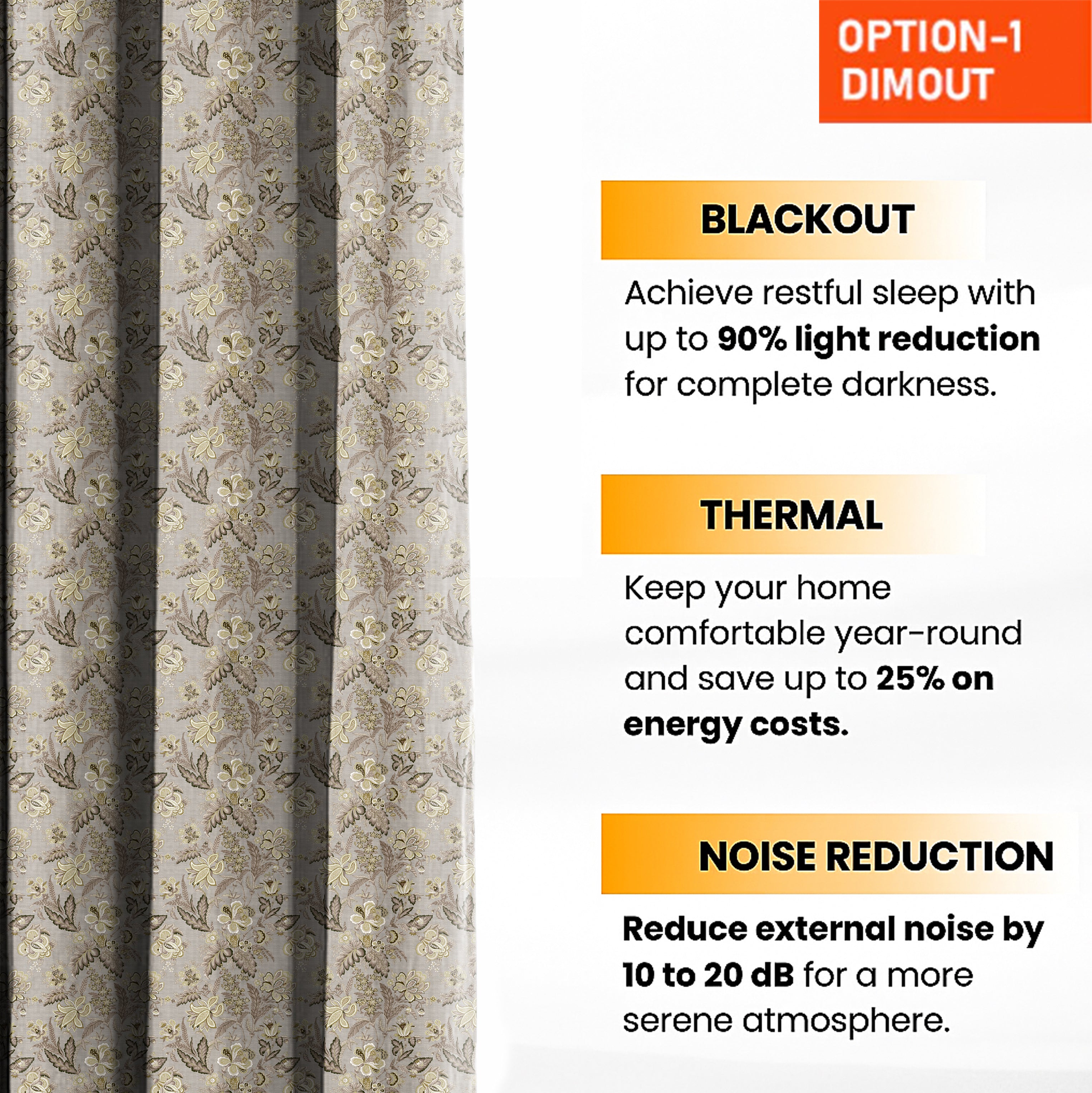 CALVIA OLIVE GREEN PRINTED BLACKOUT CURTAIN