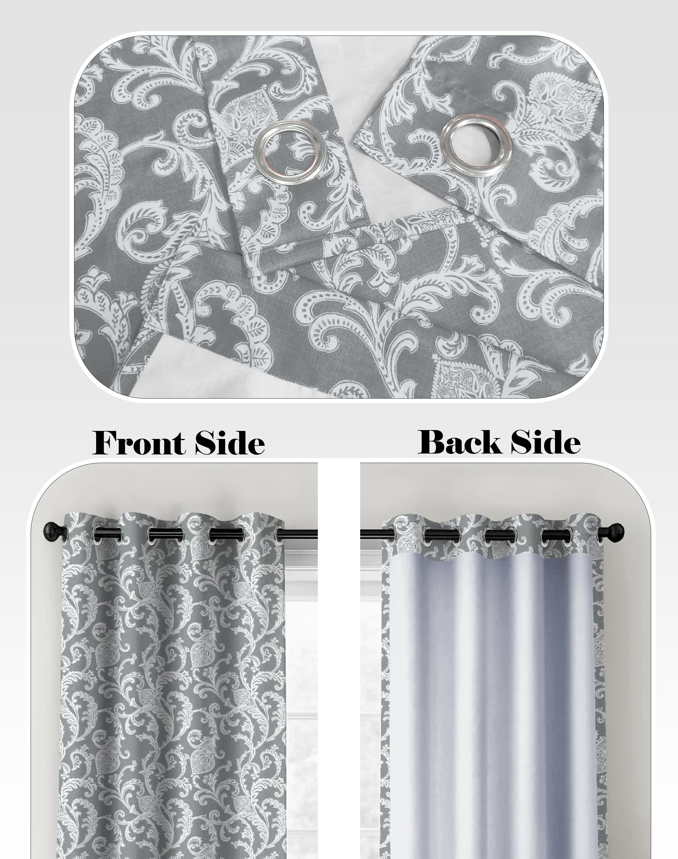 KELVIN GREY DIGITAL PRINTED BLACKOUT CURTAINS