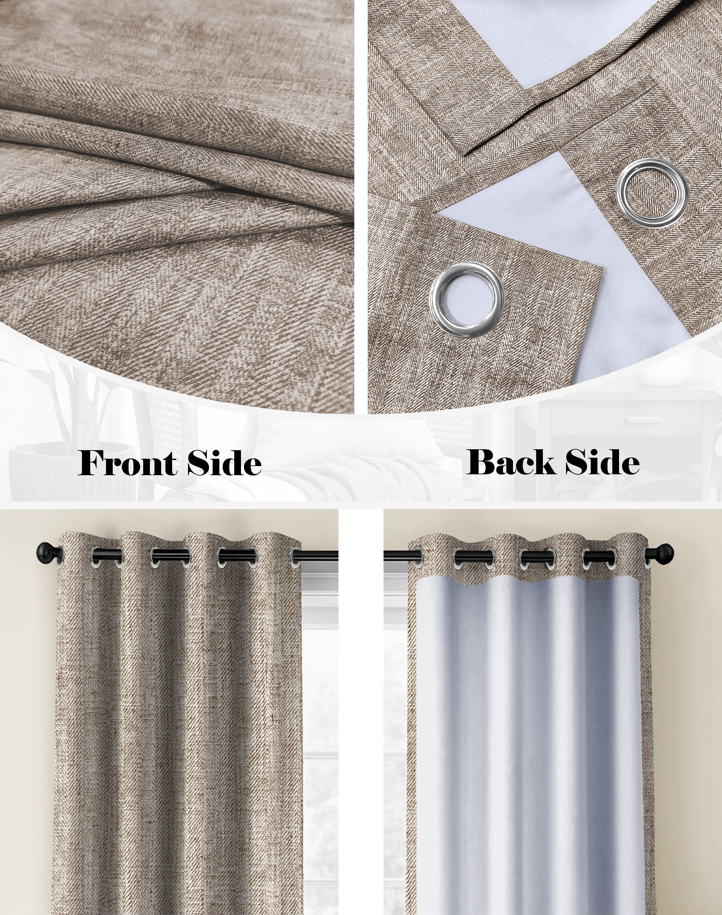 TEXTURA COFFEE DIGITAL PRINTED BLACKOUT CURTAINS