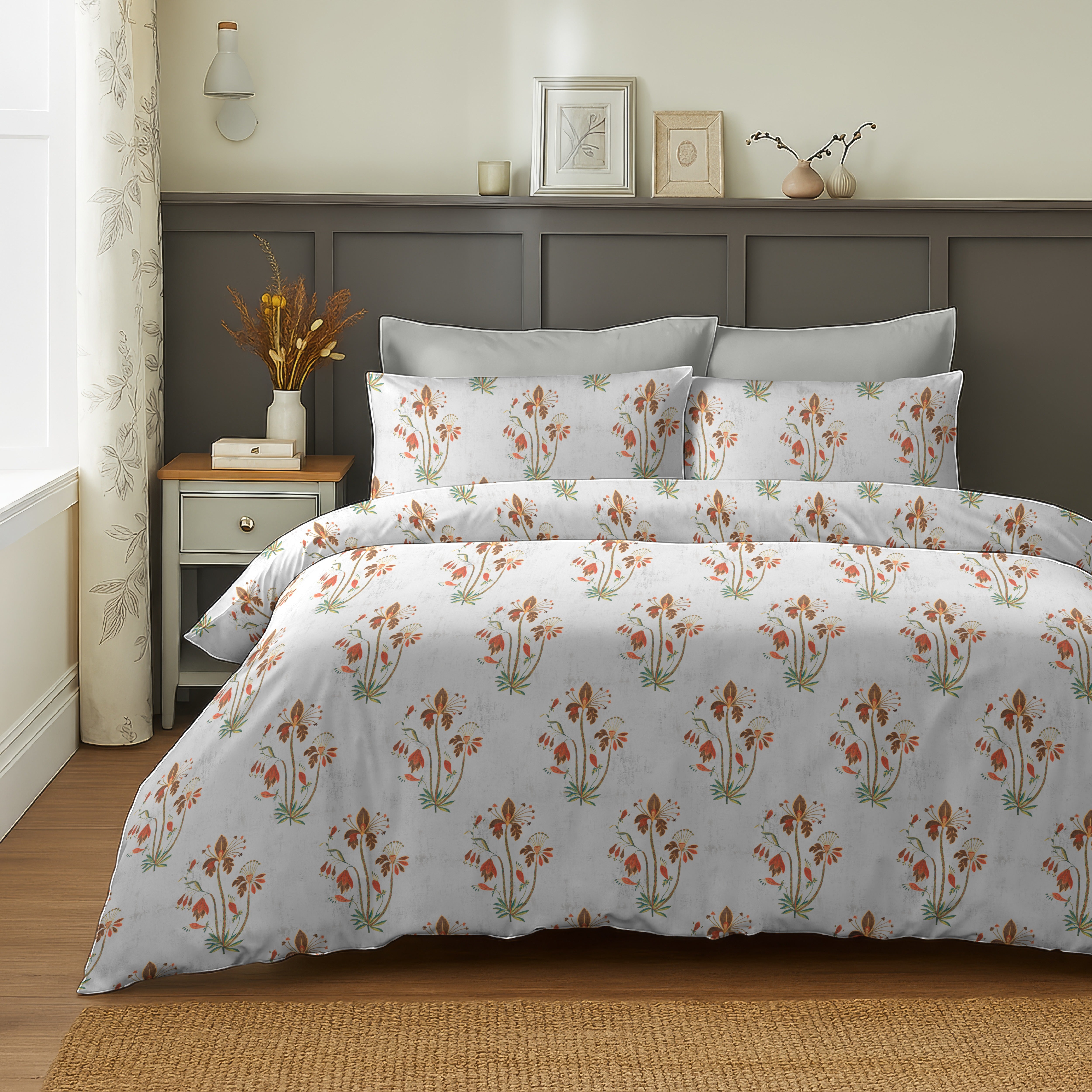 VERONA GREY BEDSHEET WITH PILLOWCOVER