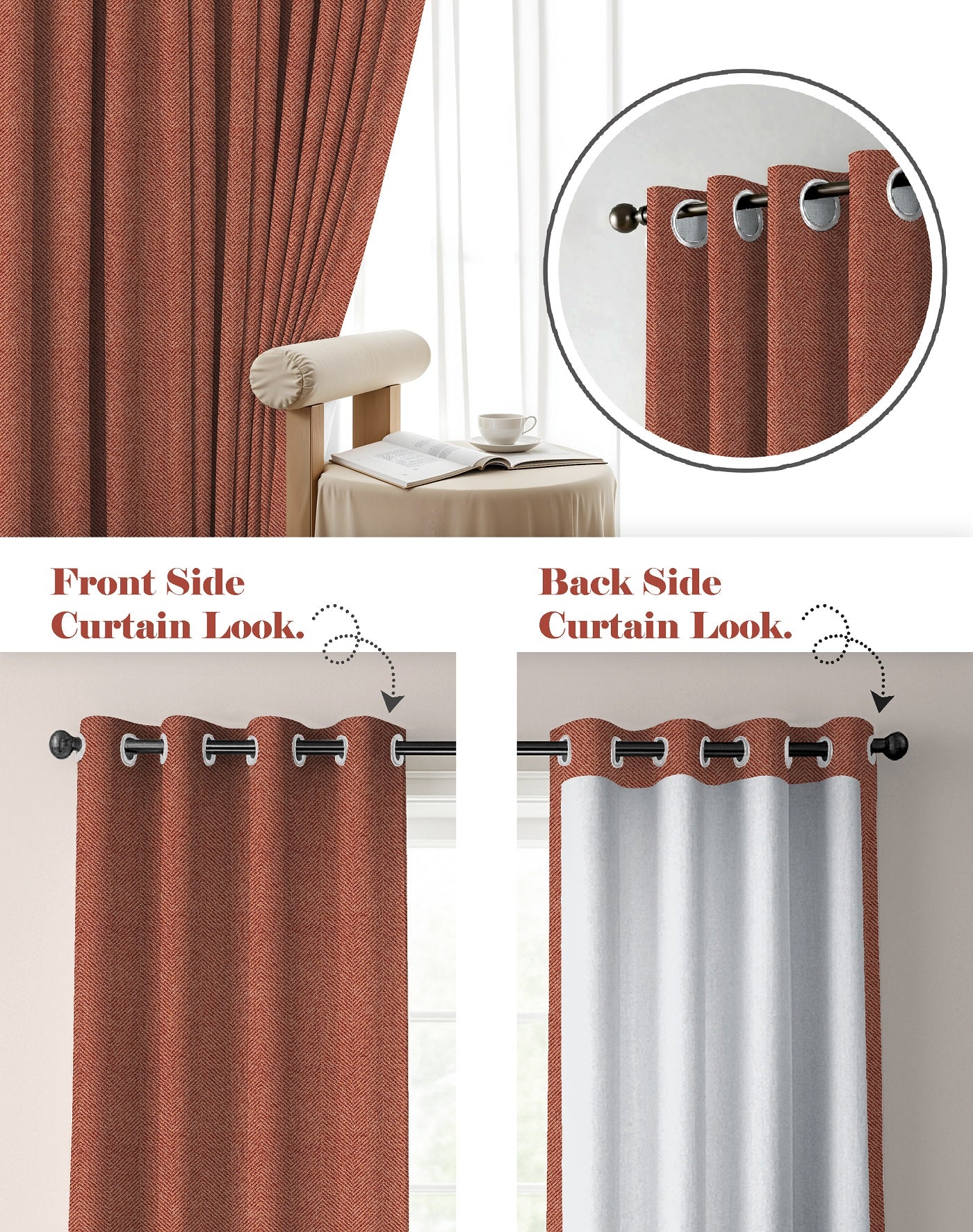 TWILLBONE CLAY PRINTED BLACKOUT CURTAINS