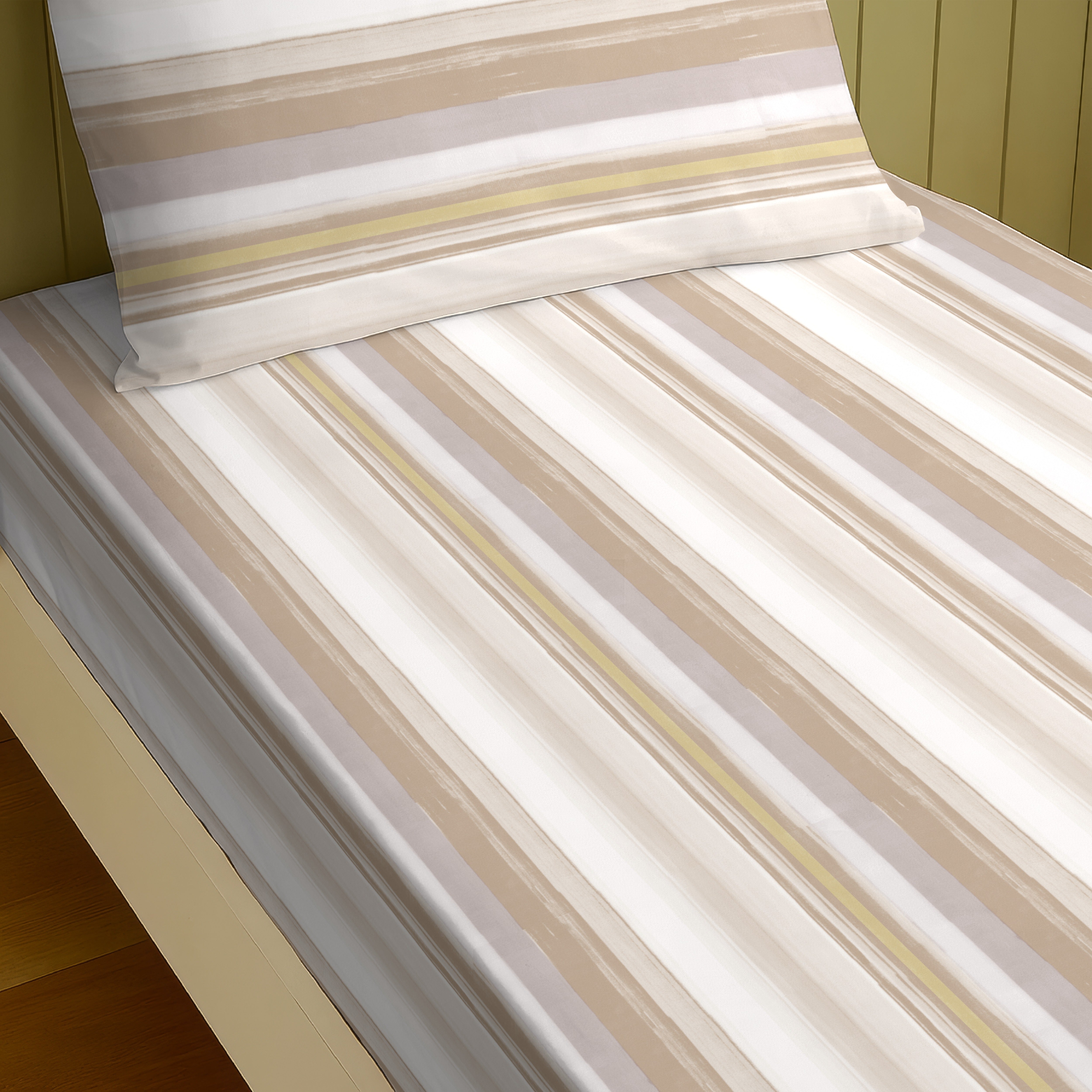 ALVIN STRIPES COFFEE BEDSHEET WITH PILLOWCOVER