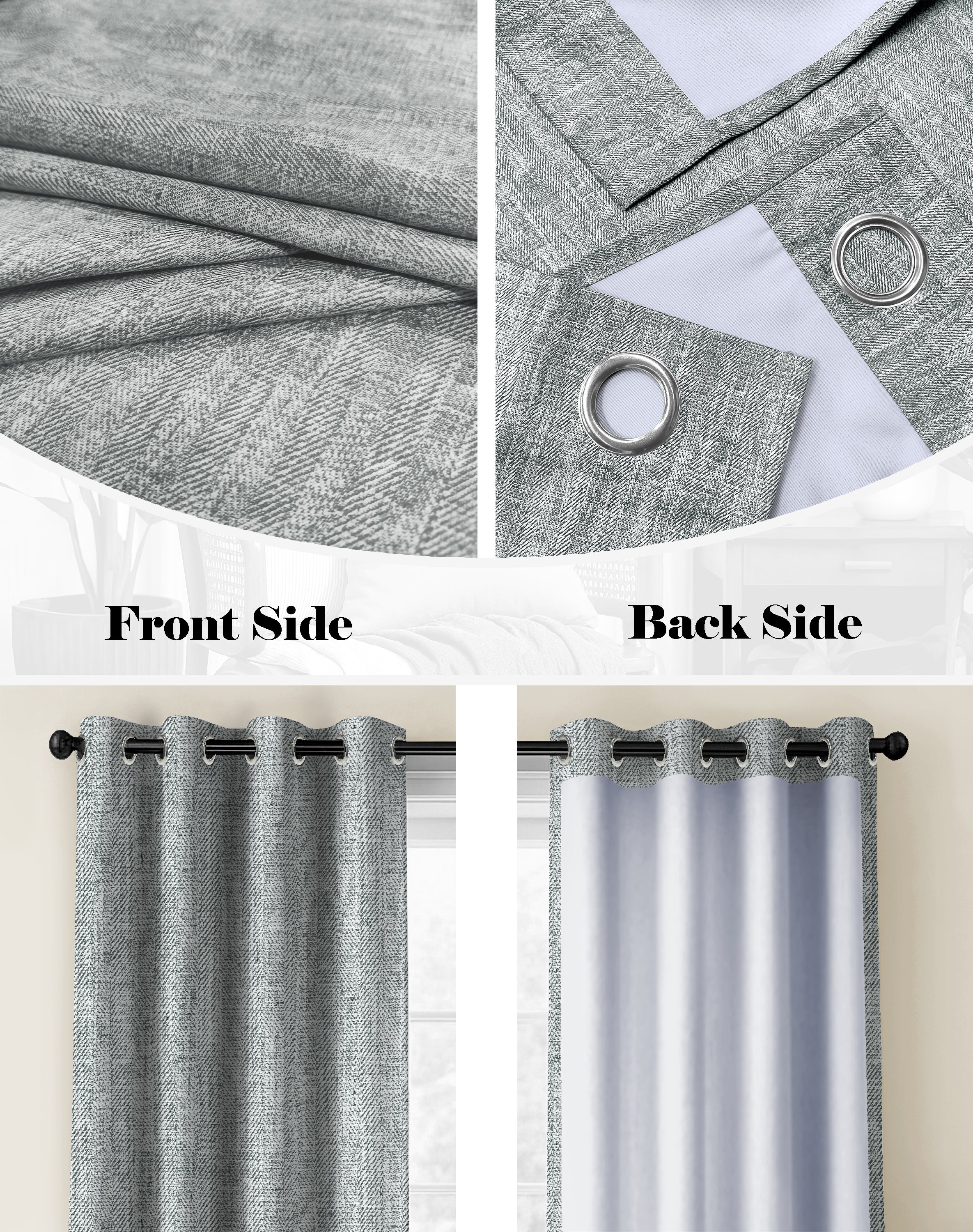 TEXTURA GREY DIGITAL PRINTED BLACKOUT CURTAINS